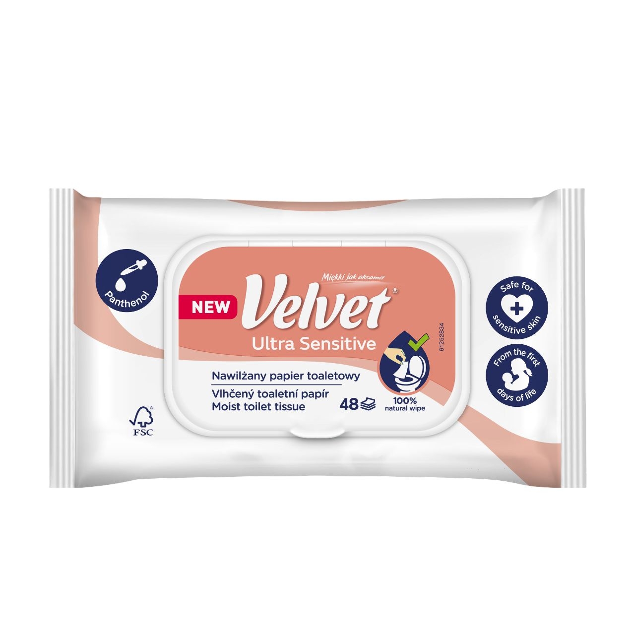 Drogerie a kosmetika - VELVET Vlhčený TP Ultra Sensitive 48 ks
