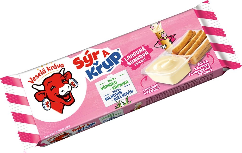 Mléčné a chlazené - Veselá Kráva Sýr a Křup s šunkovou příchutí 35g