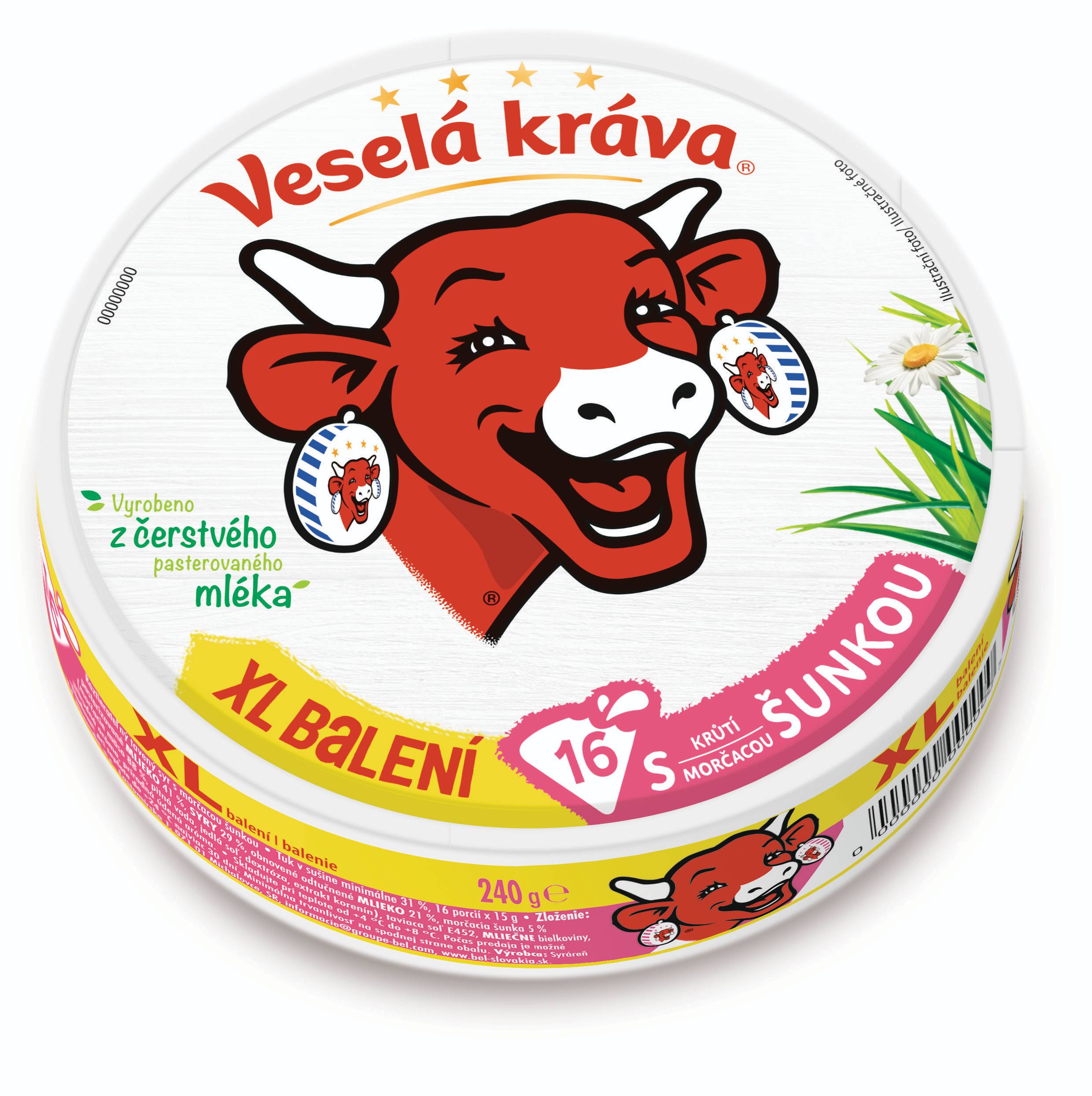 Mléčné a chlazené - Veselá Kráva Tavený sýr šunka XL 16ks 240 g