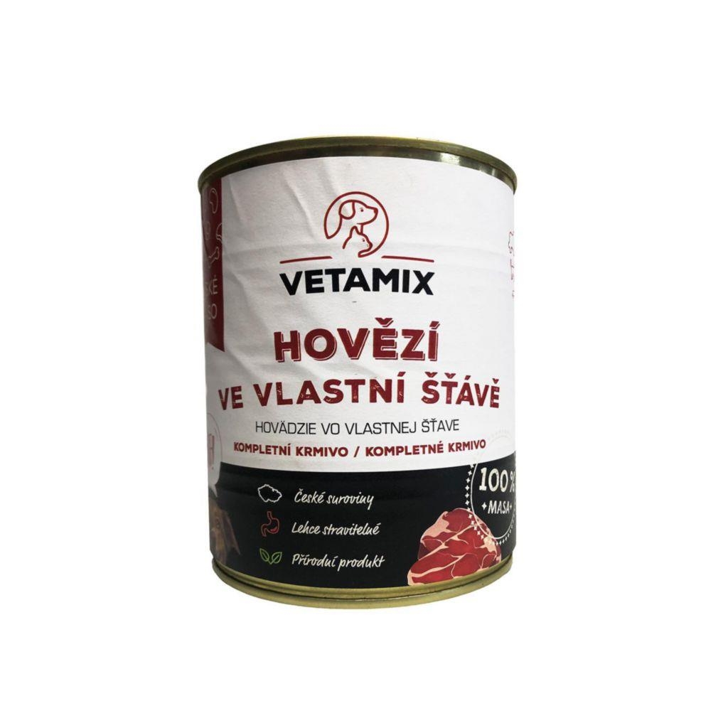 Svět zvířat - Vetamix konzerva pro psy hovězí ve vlastní šťávě 800 g