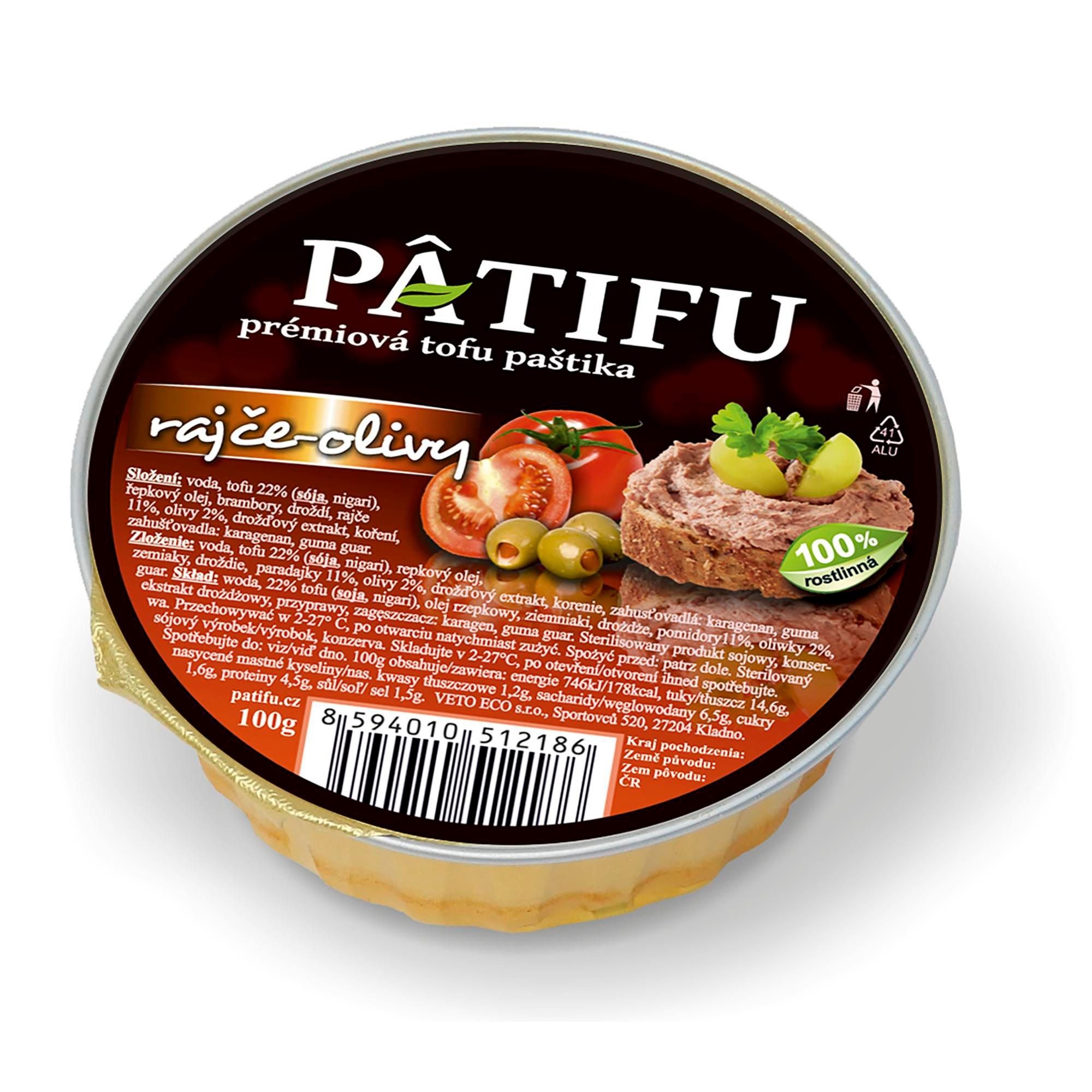 Zdravý svět - Veto eco Paštika Patifu rajče a olivy 100 g