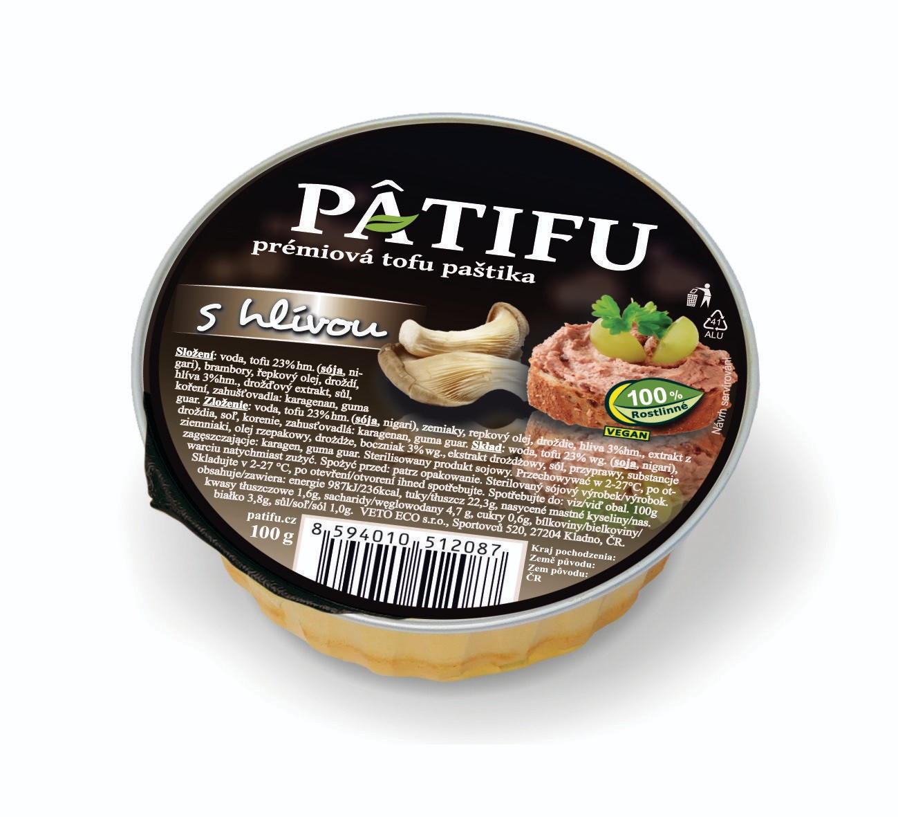 Zdravý svět - Veto eco Pâtifu Prémiová tofu paštika s hlívou 100 g