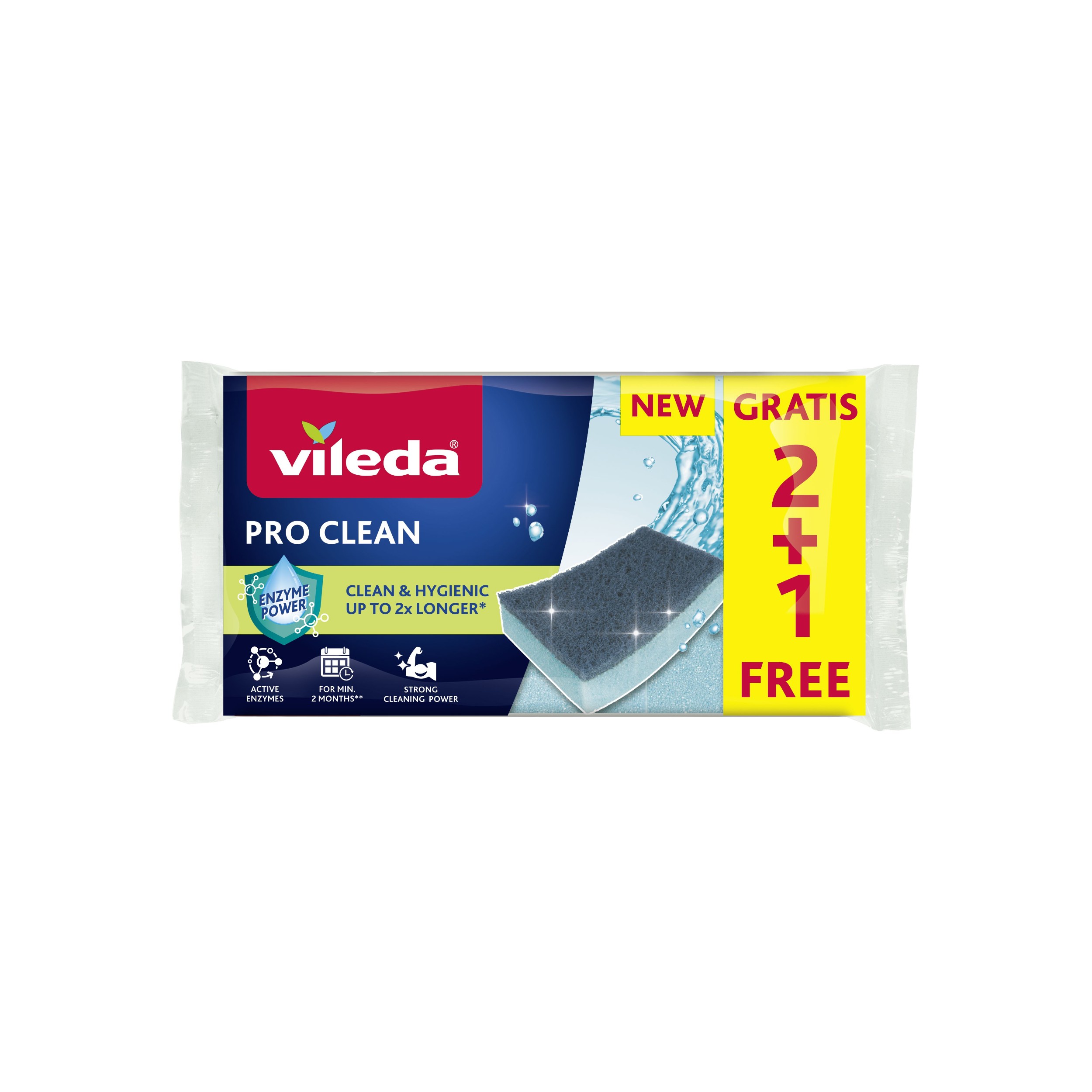 Drogerie a kosmetika - Vileda Pro Clean houbička 2+1ks