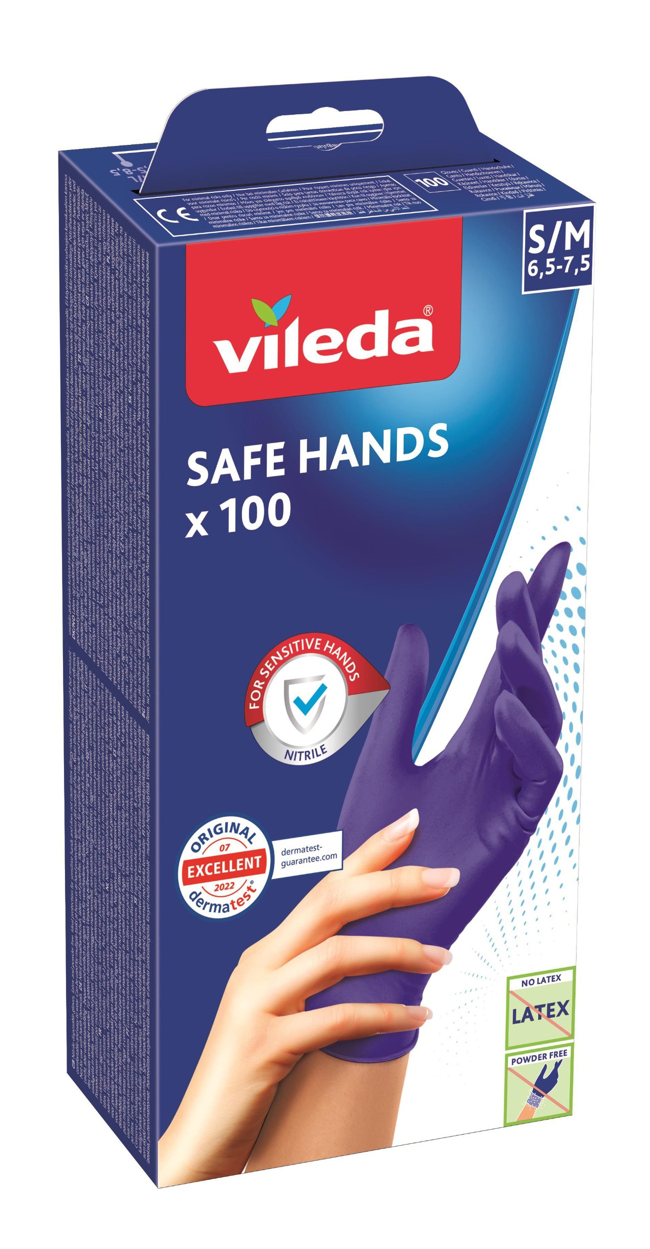 Drogerie a kosmetika - Vileda Safe Hands rukavice S/M 100ks
