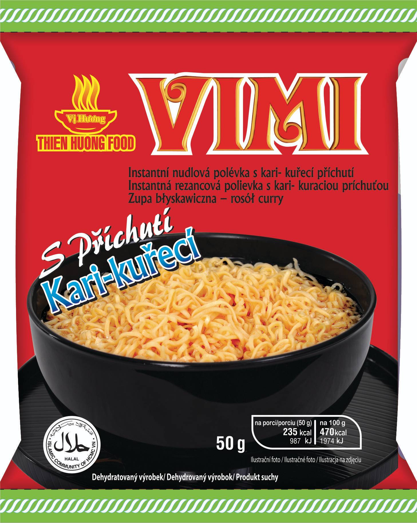 Trvanlivé potraviny - Vimi Instantní nudlová polévka kari-kuřecí 50 g