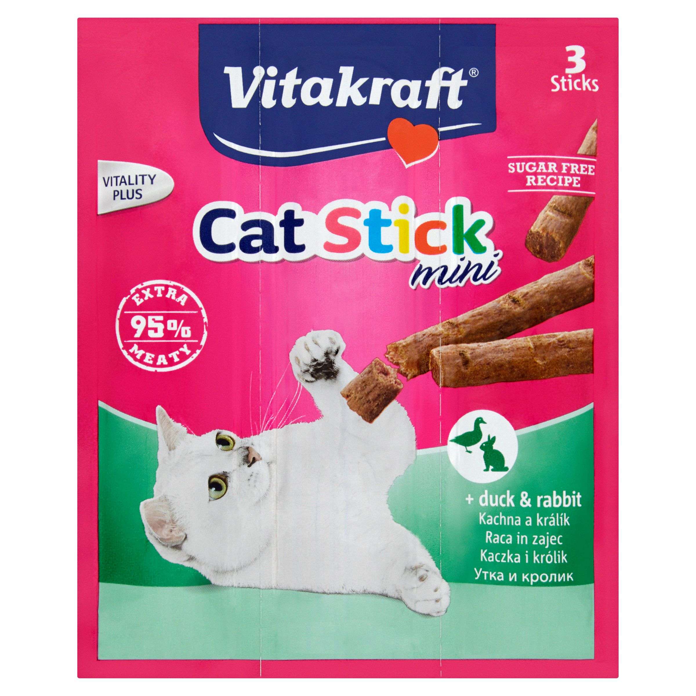 Svět zvířat - Vitakraft Cat-Stick mini kachní maso a králičí maso pro kočky 3x6 g