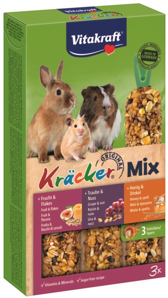 Svět zvířat - Vitakraft Kracker Trio-Mix hlodavec ovoce + ořechy + med 3 ks