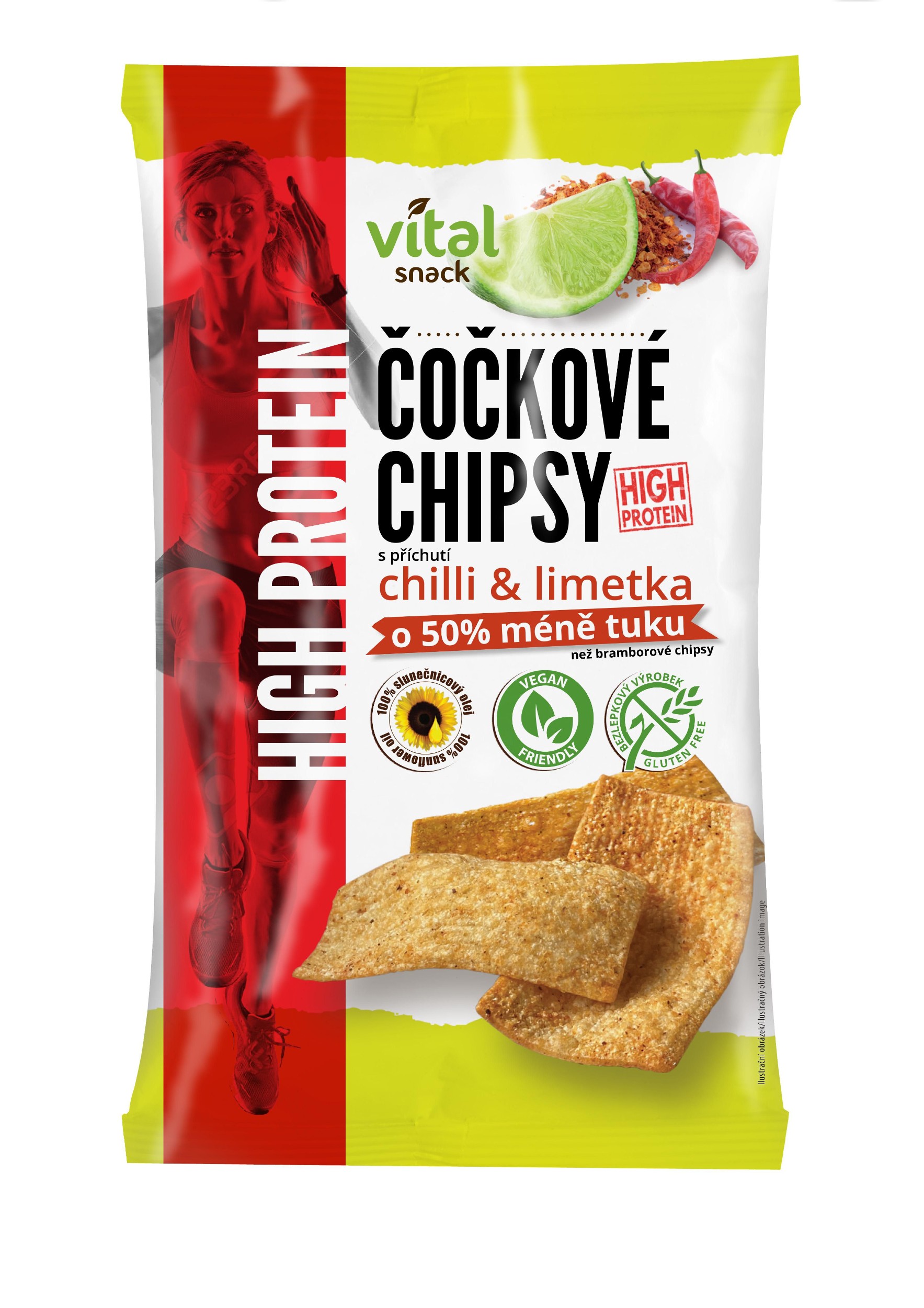 Zdravý svět - Vital snack Čočkové chipsy limetka a chilli 65g