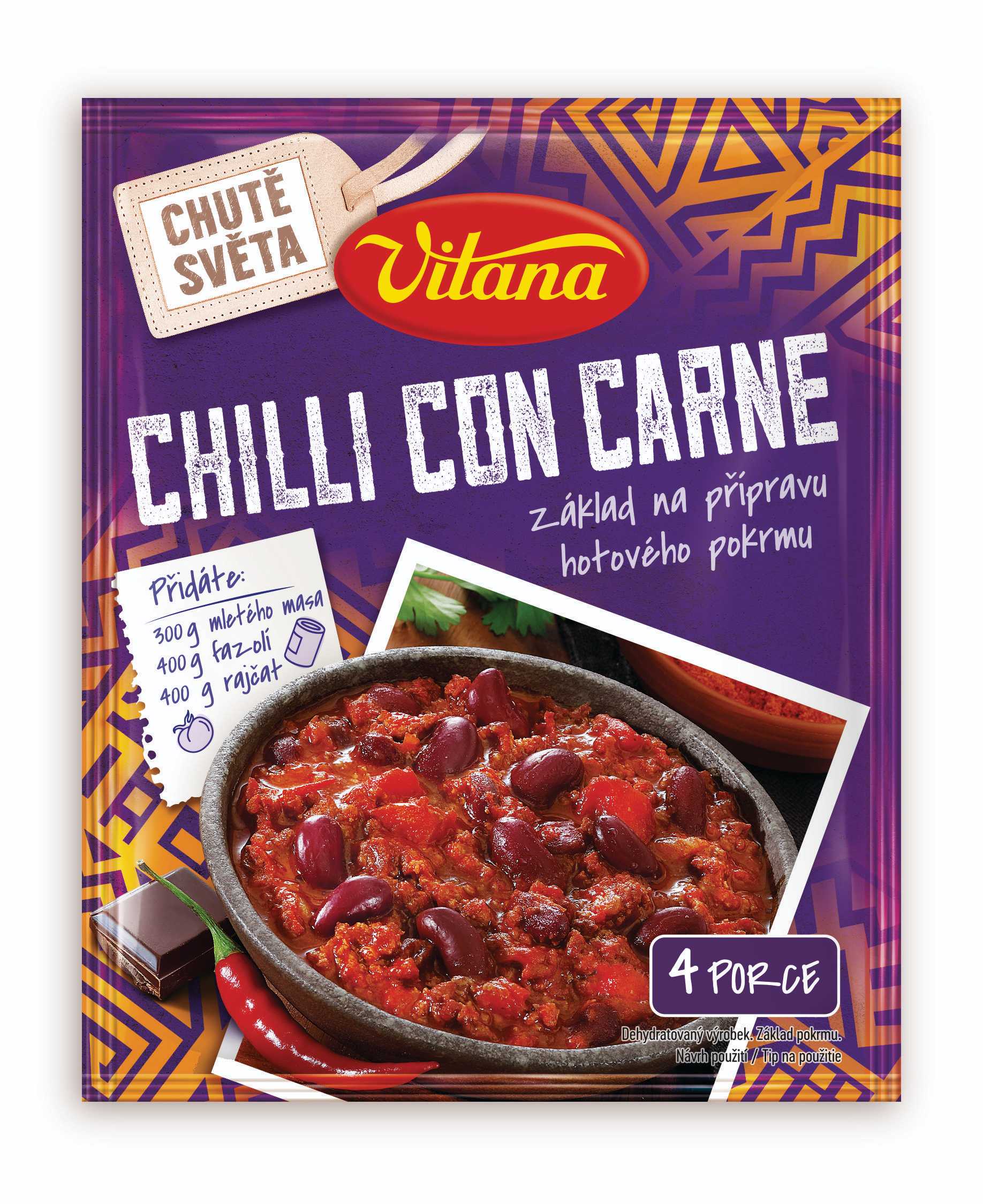Trvanlivé potraviny - Vitana Chilli con carne, základ na přípravu hotového pokrmu 51g