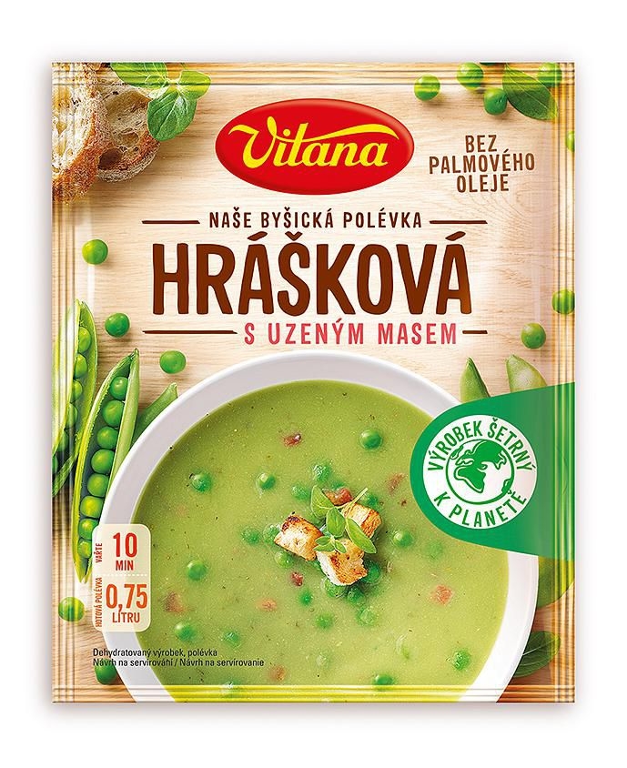 Trvanlivé potraviny - Vitana Naše byšická polévka hrášková s uzeným masem 61g