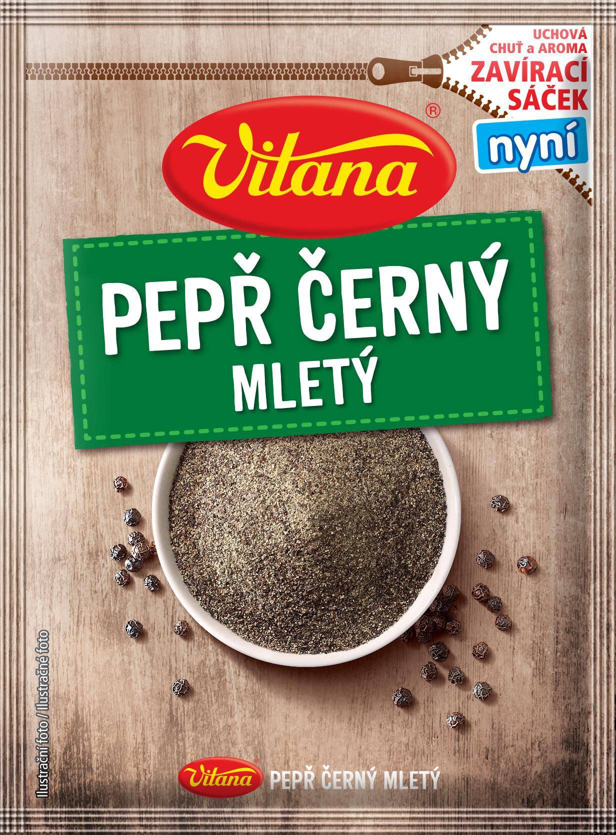 Trvanlivé potraviny - Vitana Pepř černý mletý 18 g