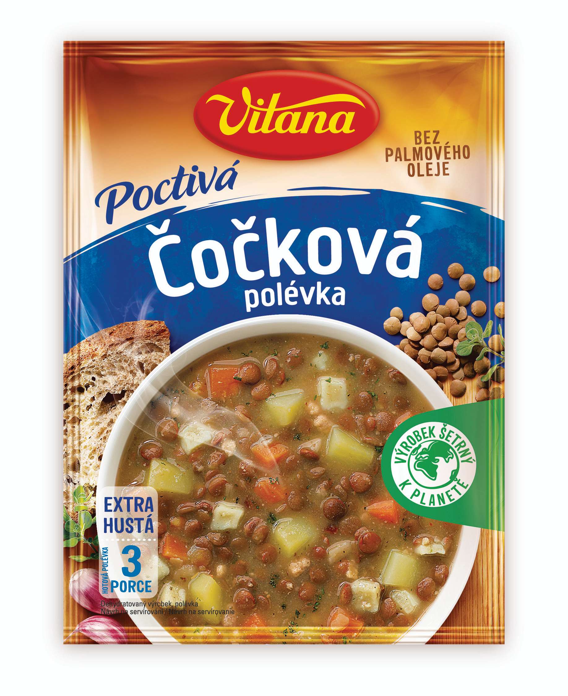 Trvanlivé potraviny - Vitana Poctivá čočková polévka 122g