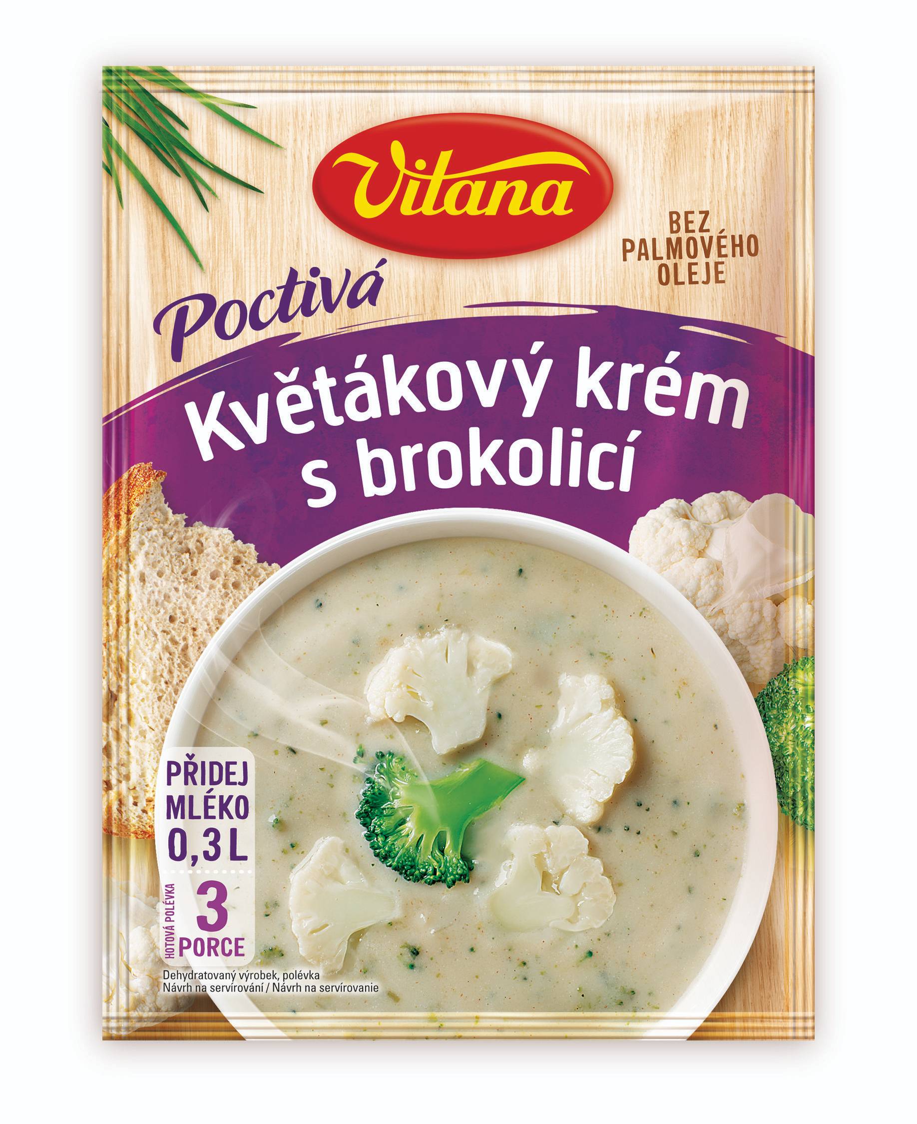 Trvanlivé potraviny - Vitana Poctivá Květákový krém s brokolicí 74g