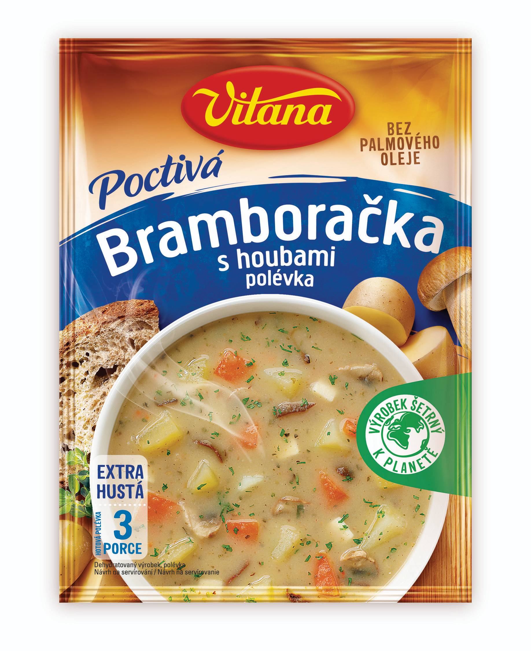 Trvanlivé potraviny - Vitana Poctivá polévka bramboračka s houbami 96g