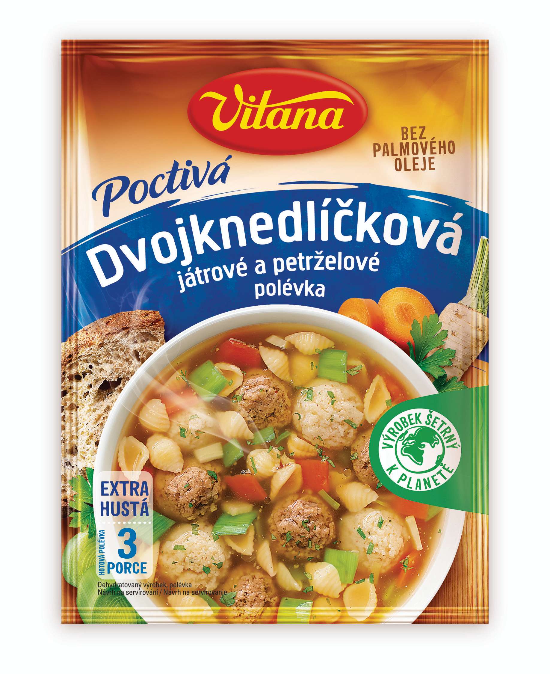 Trvanlivé potraviny - Vitana Poctivá polévka dvojknedlíčková játrové a petrželové 82g