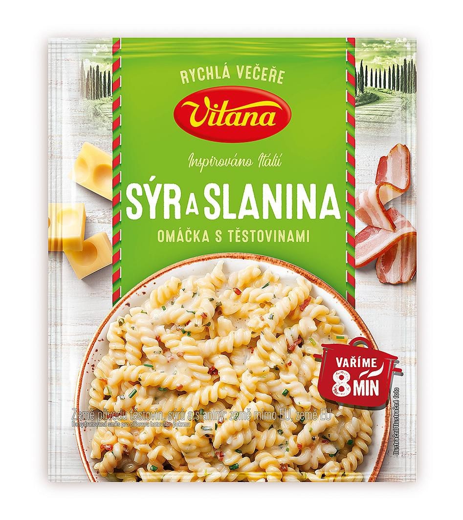 Trvanlivé potraviny - Vitana Sýr a slanina omáčka s těstovinami 163 g