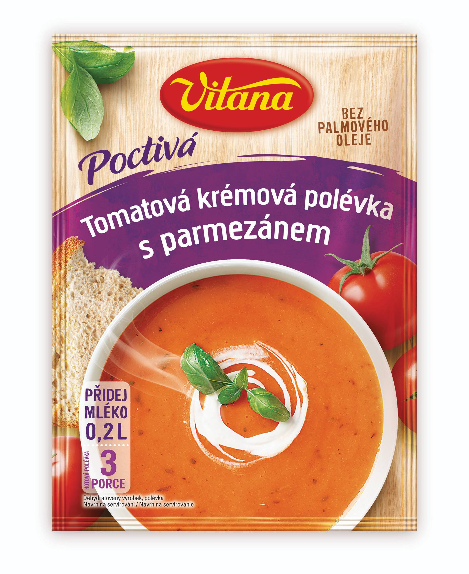 Trvanlivé potraviny - Vitana Tomatová krémová polévka s parmezánem 77 g