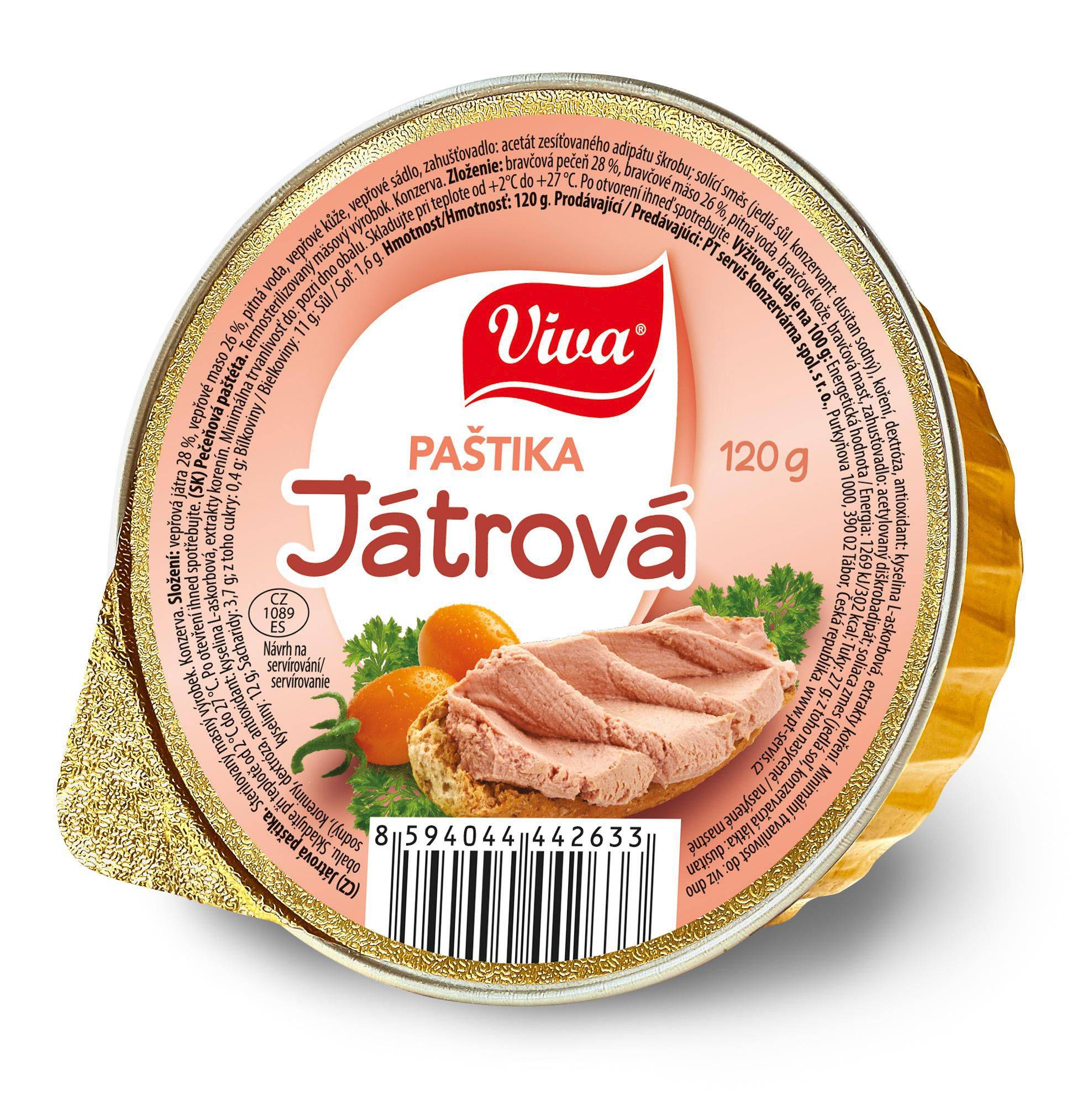 Trvanlivé potraviny - Viva Játrová paštika 120g