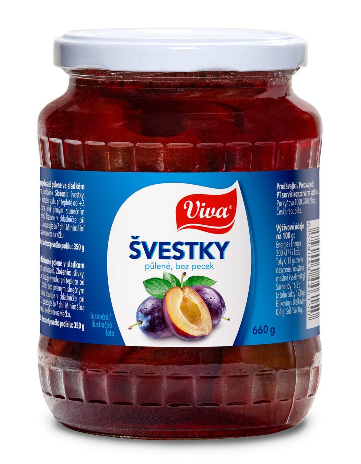 Trvanlivé potraviny - Viva Švestky půlené 680g