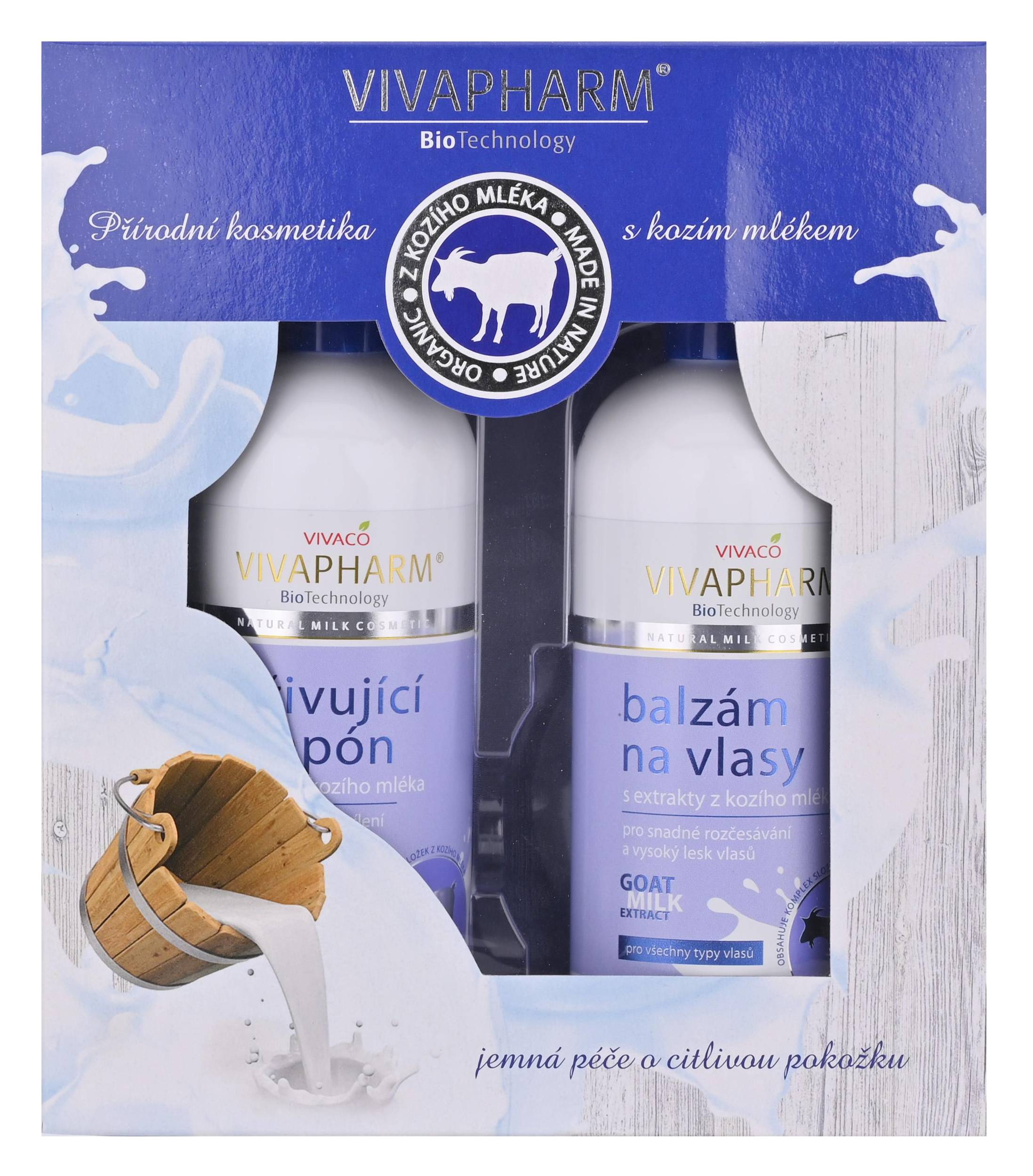 Drogerie a kosmetika - Vivaco Dárková kazeta kosmetiky s kozím mlékem - sprchový gel krémový 400 ml + tělové mléko 400 ml