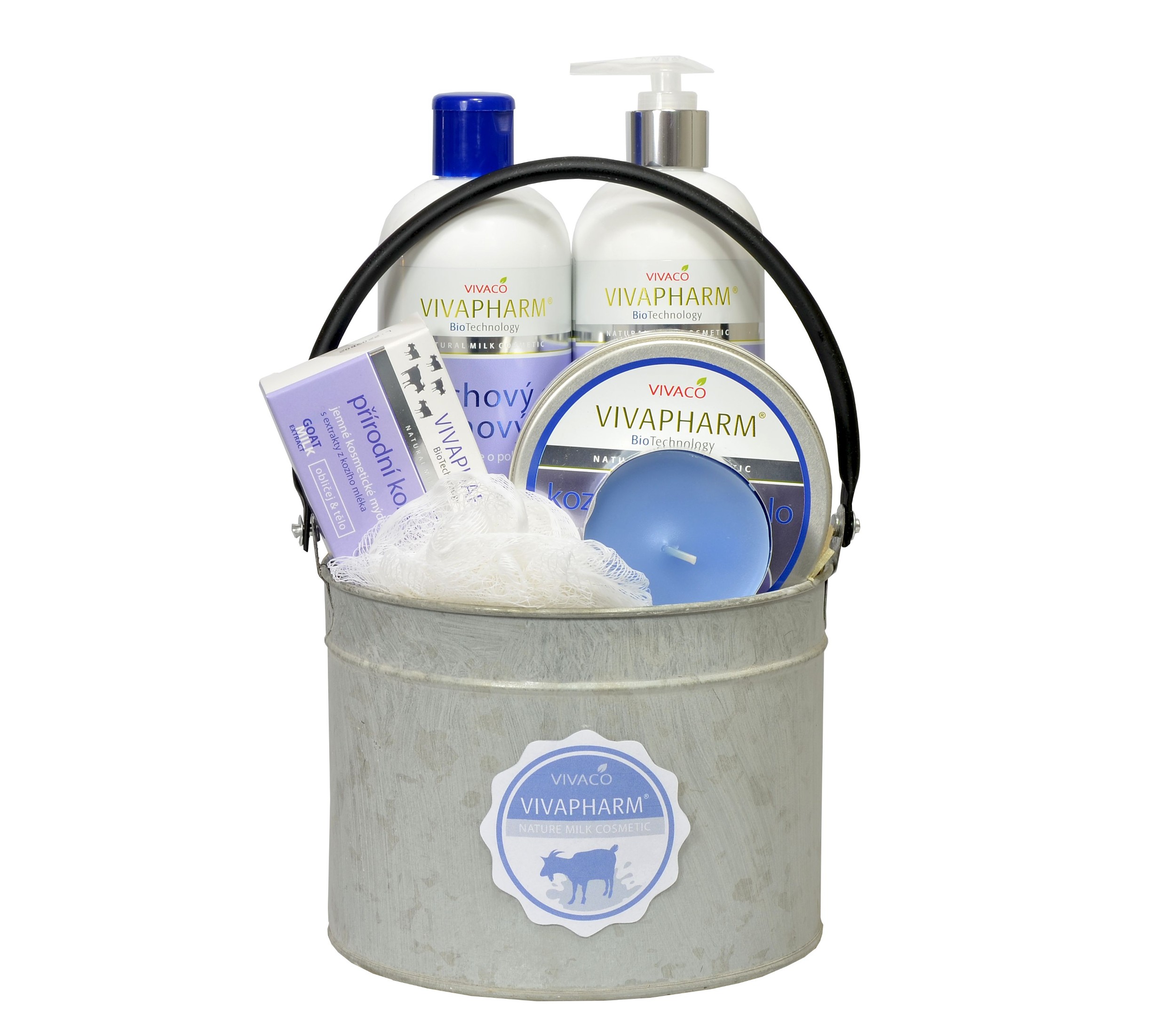 Vivaco Dárková kazeta s kozím mlékem, sprchový gel krémový 400 ml + tělové mléko 400 ml + tělové máslo 200 ml + tuhé mýdlo 100 g + 2x dárek-0