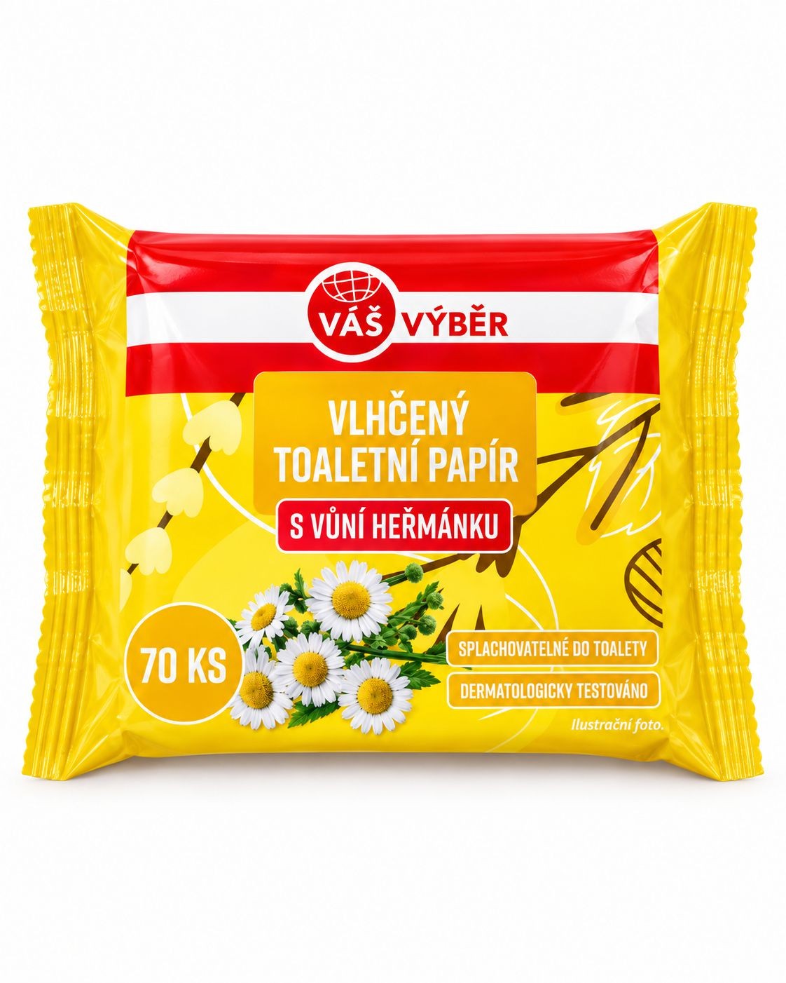 Drogerie a kosmetika - Vlhčený toaletní papír Heřmánek 70ks