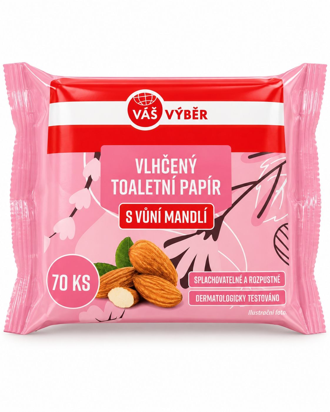 Drogerie a kosmetika - Vlhčený toaletní papír Mandle 70ks