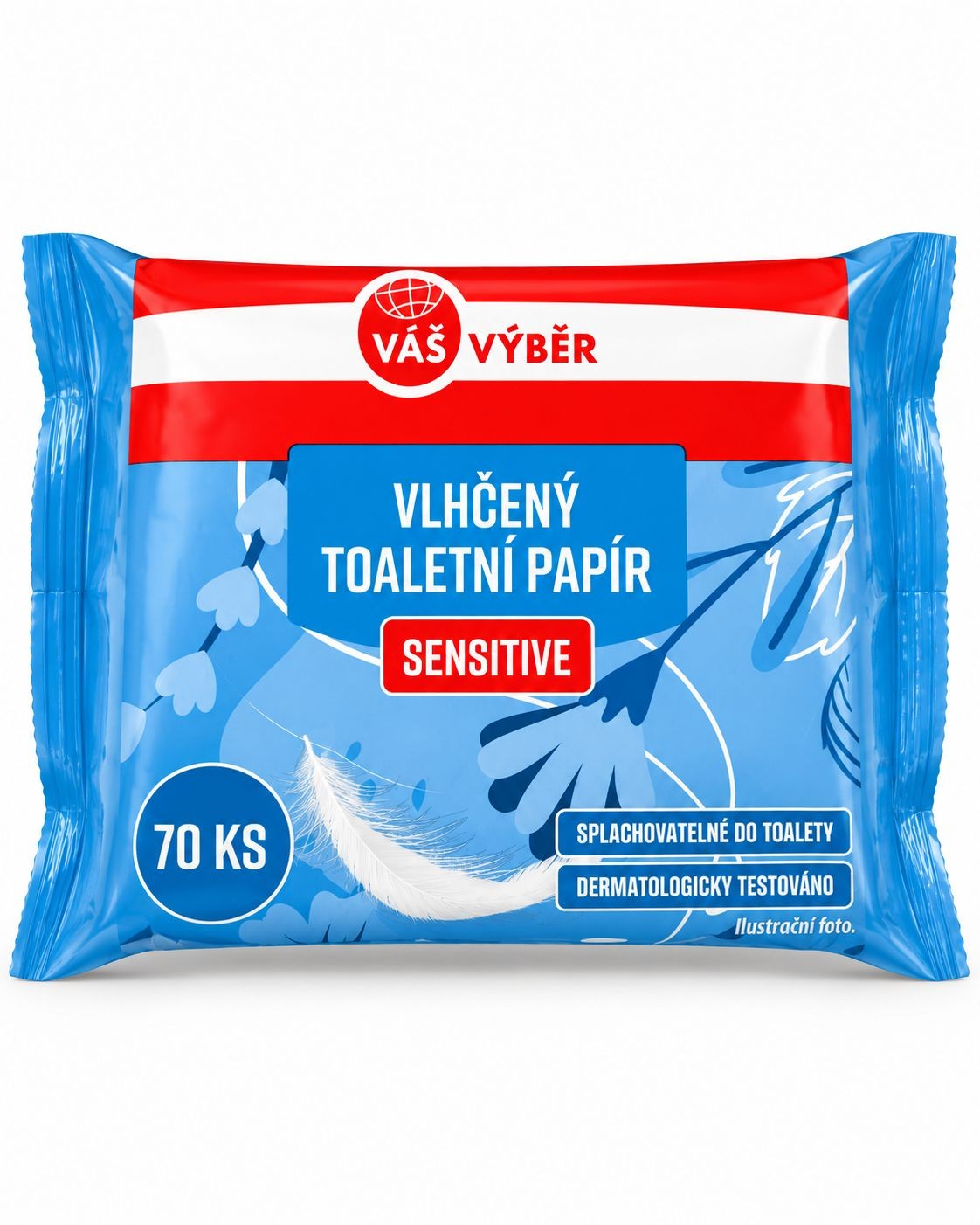 Drogerie a kosmetika - Vlhčený toaletní papír Sensitive 70ks