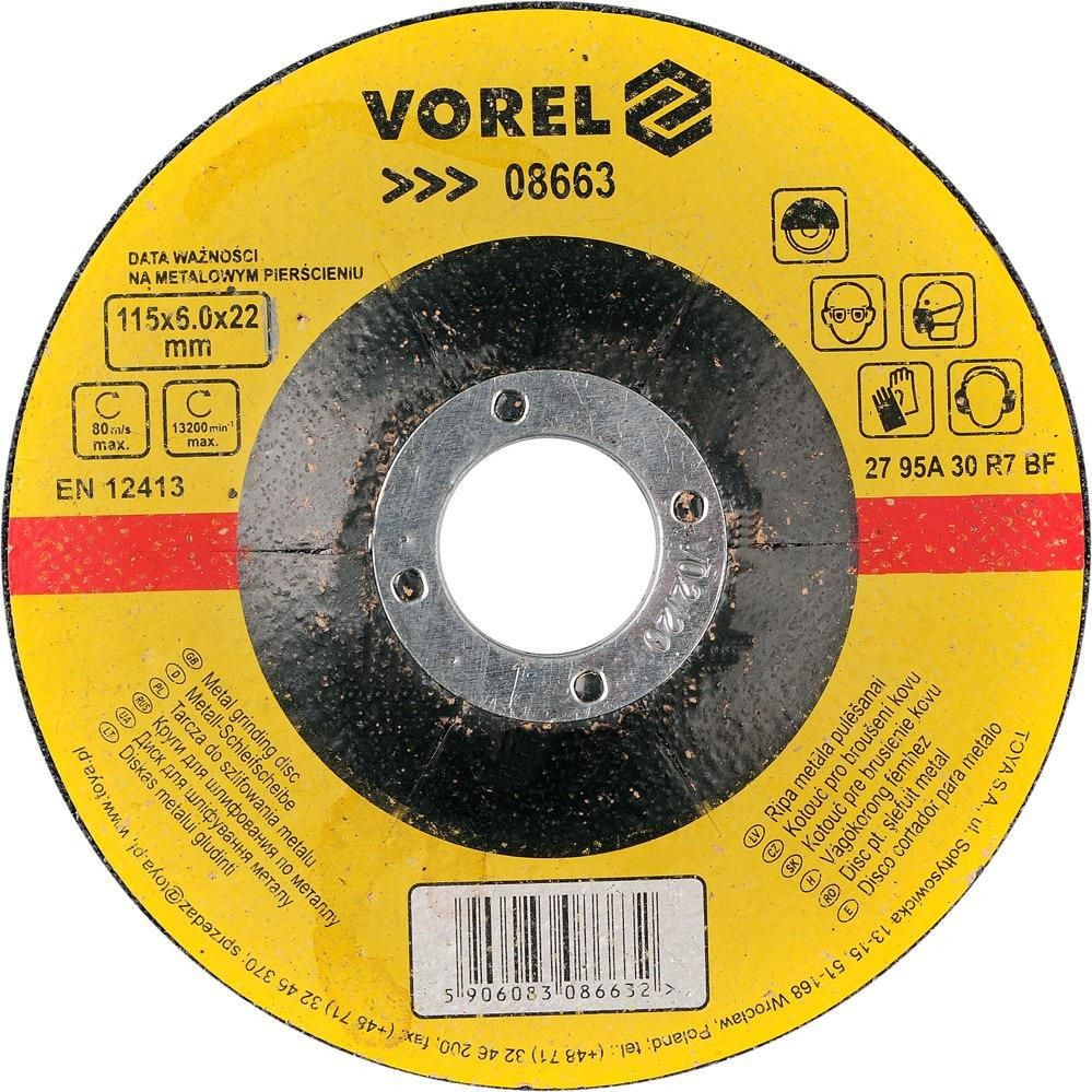Domácnost a Zahrada - Vorel Kotouč na kov 115x22x6mm vypouklý brusný