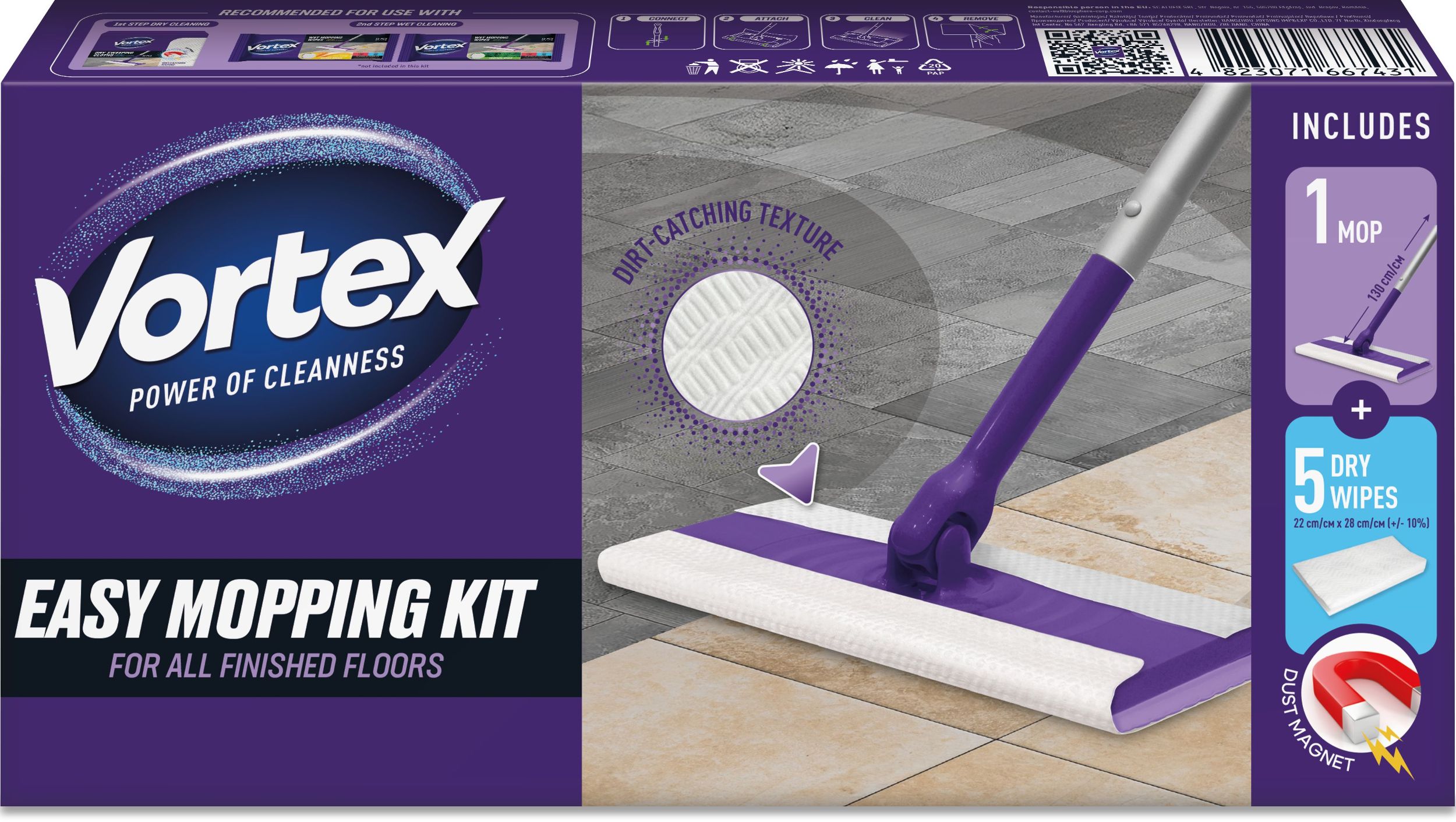 Vortex Mop + náhradní suché ubrousky na mop 5ks
