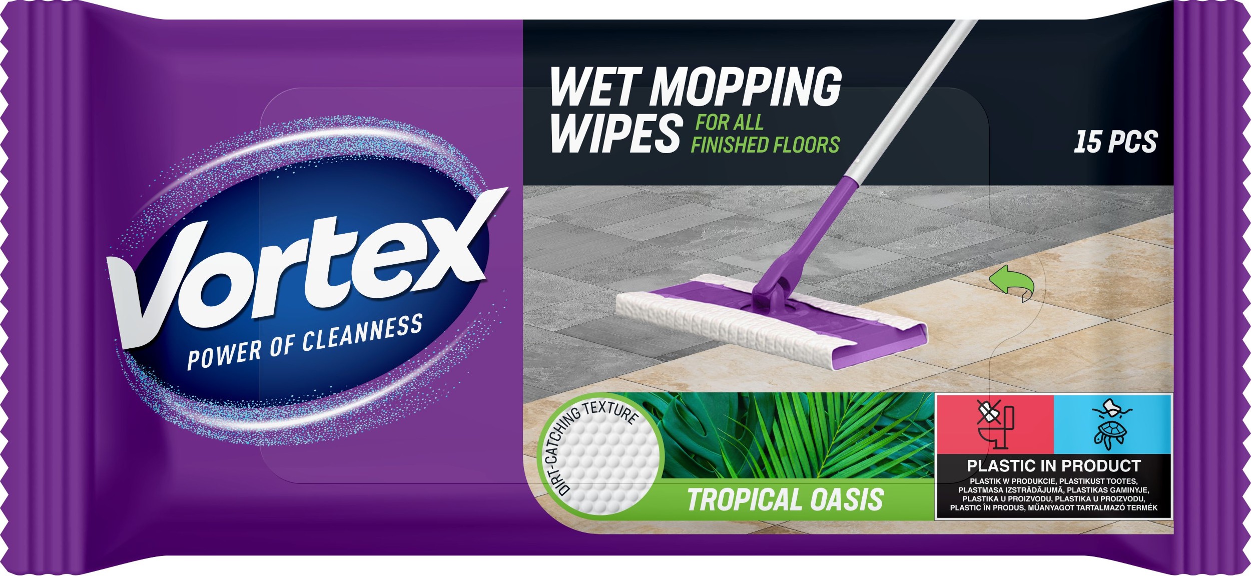 Domácnost a Zahrada - Vortex Vlhčené ubrousky pro domácnost Tropic 15 ks