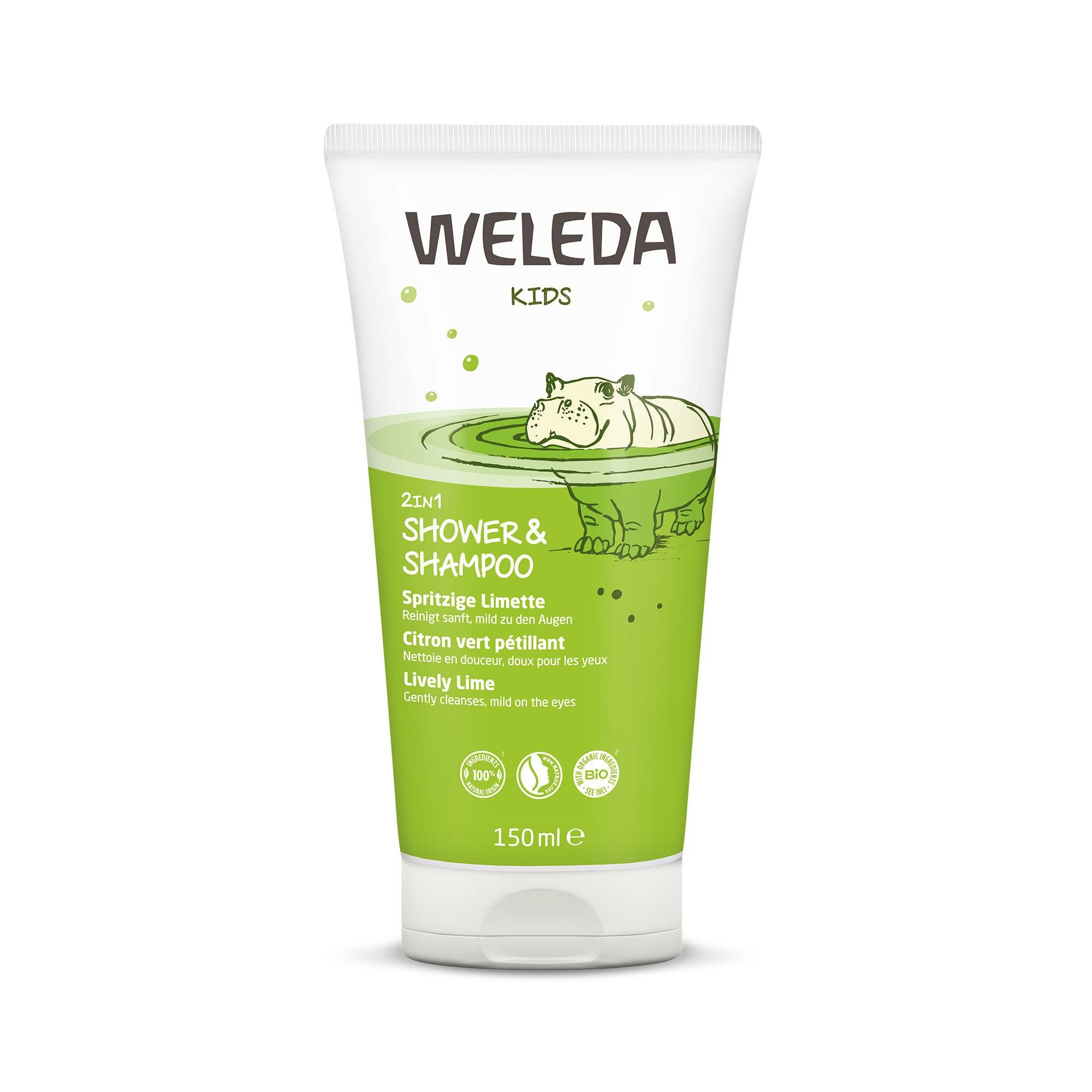 Drogerie a kosmetika - Weleda 2 v 1 sprchový krém a šampon Veselá limetka