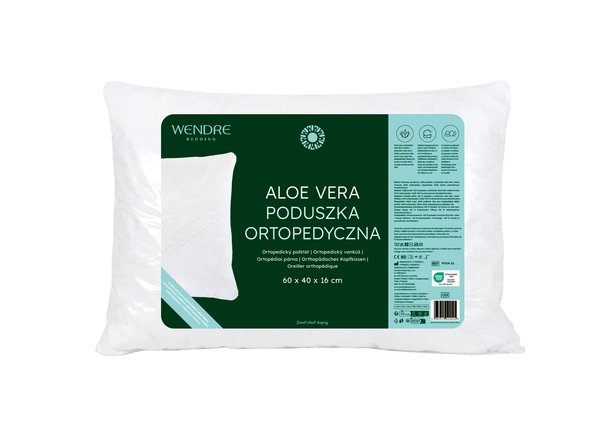 Domácnost a Zahrada - Wendre ortopedický polštář Aloe Vera 40x60 1 ks