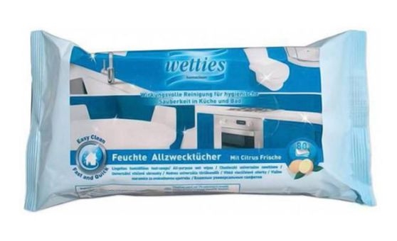 Drogerie a kosmetika - Wetties Ubrousky univerzální citrus 80 ks