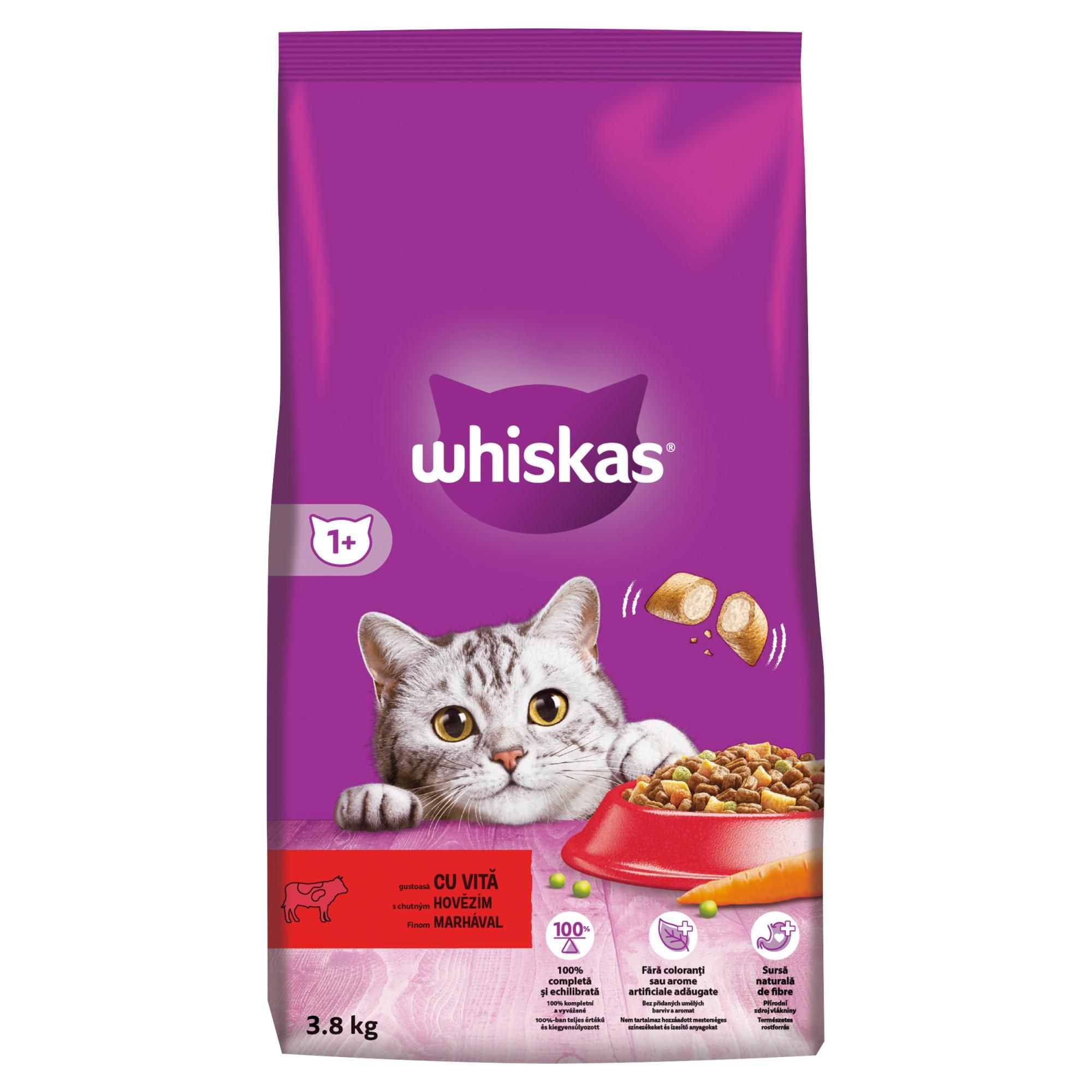 Svět zvířat - Whiskas Chutné plněné granule s hovězím masem 1+ věk 3,8 kg