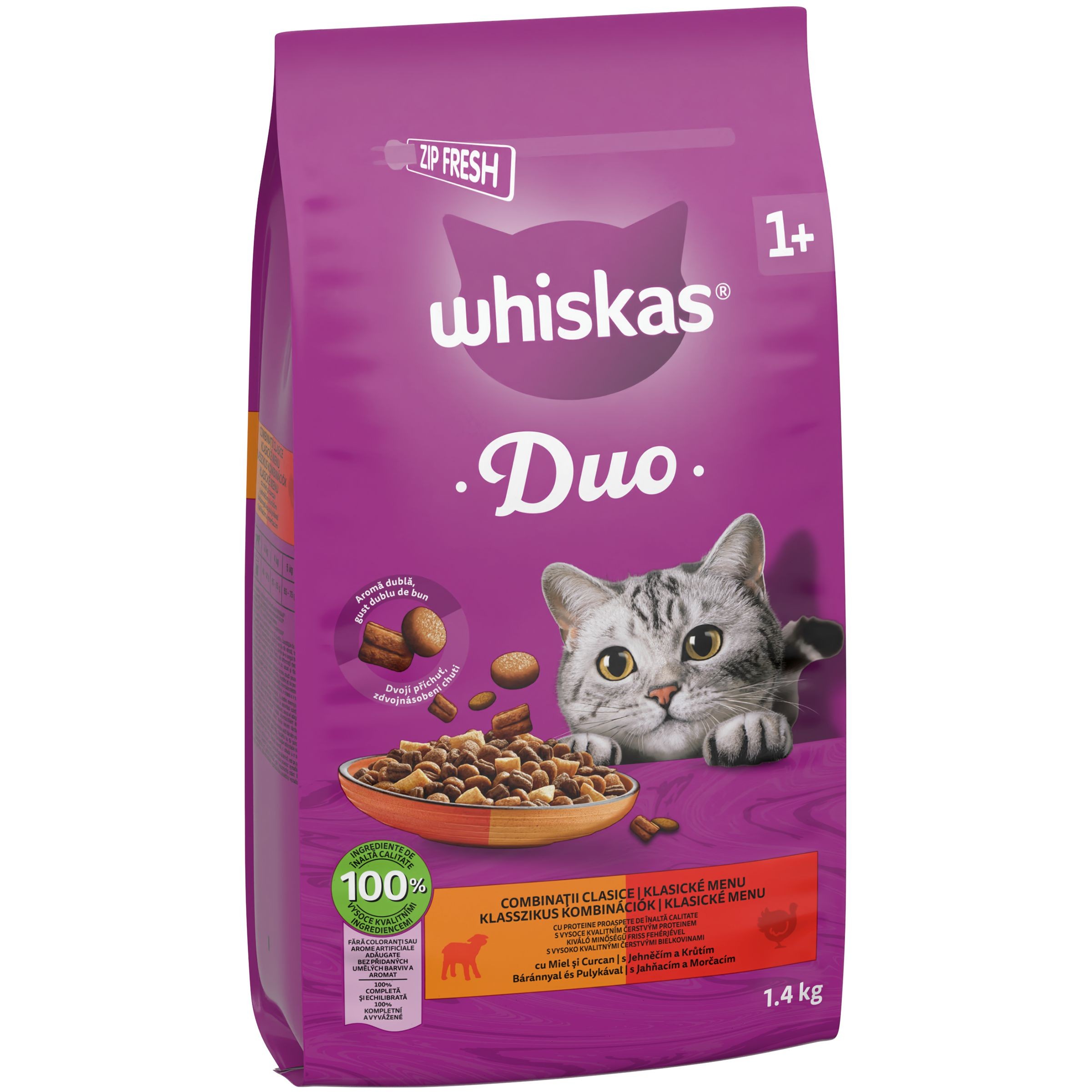 Svět zvířat - Whiskas granule jehněčí a krůtí 1,4kg