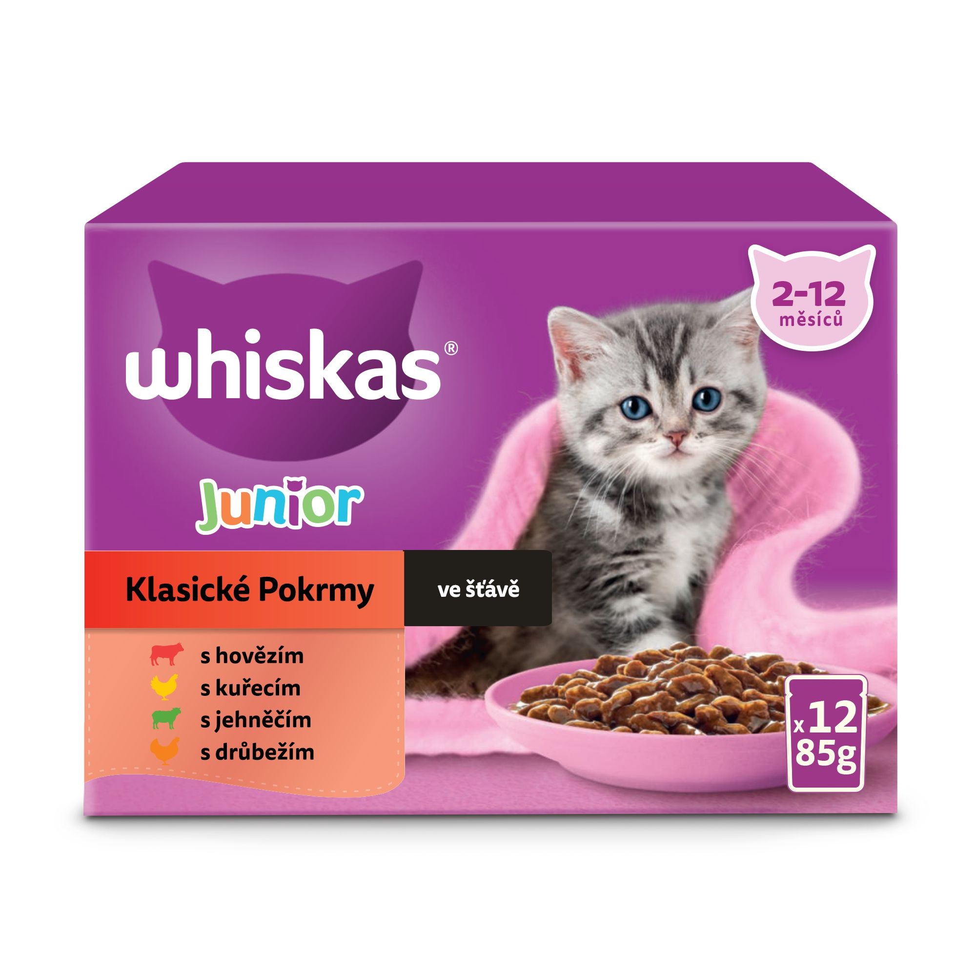 Svět zvířat - Whiskas kapsička klasický výběr ve šťávě pro koťata 12 x 85 g