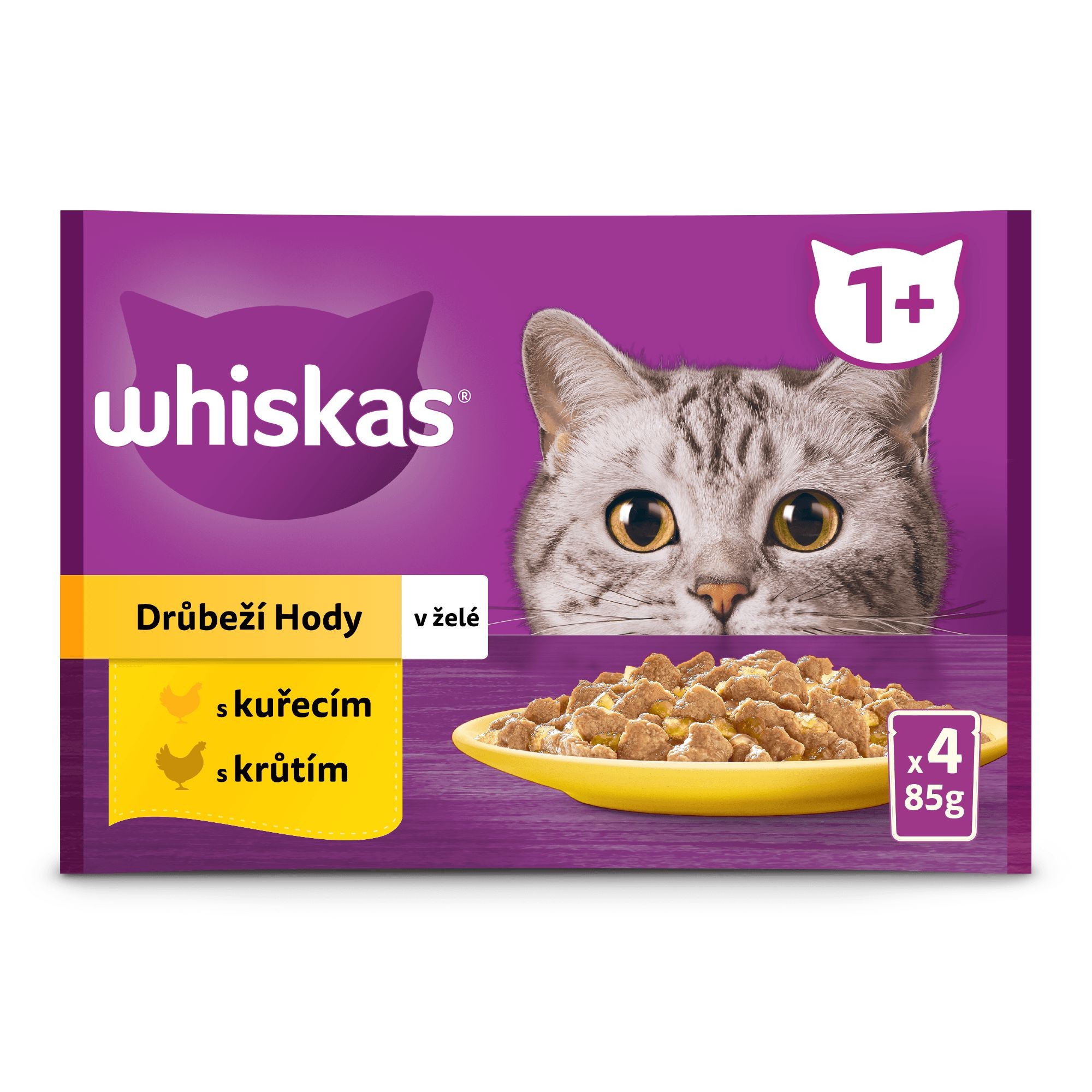 Svět zvířat - Whiskas kapsičky drůbeží výběr v želé pro dospělé kočky 4 x 85 g