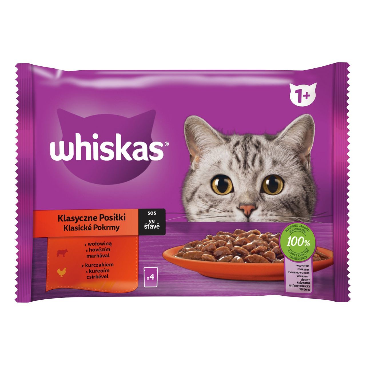 Svět zvířat - Whiskas kapsičky klasický výběr ve šťávě pro dospělé kočky 4 x 85g