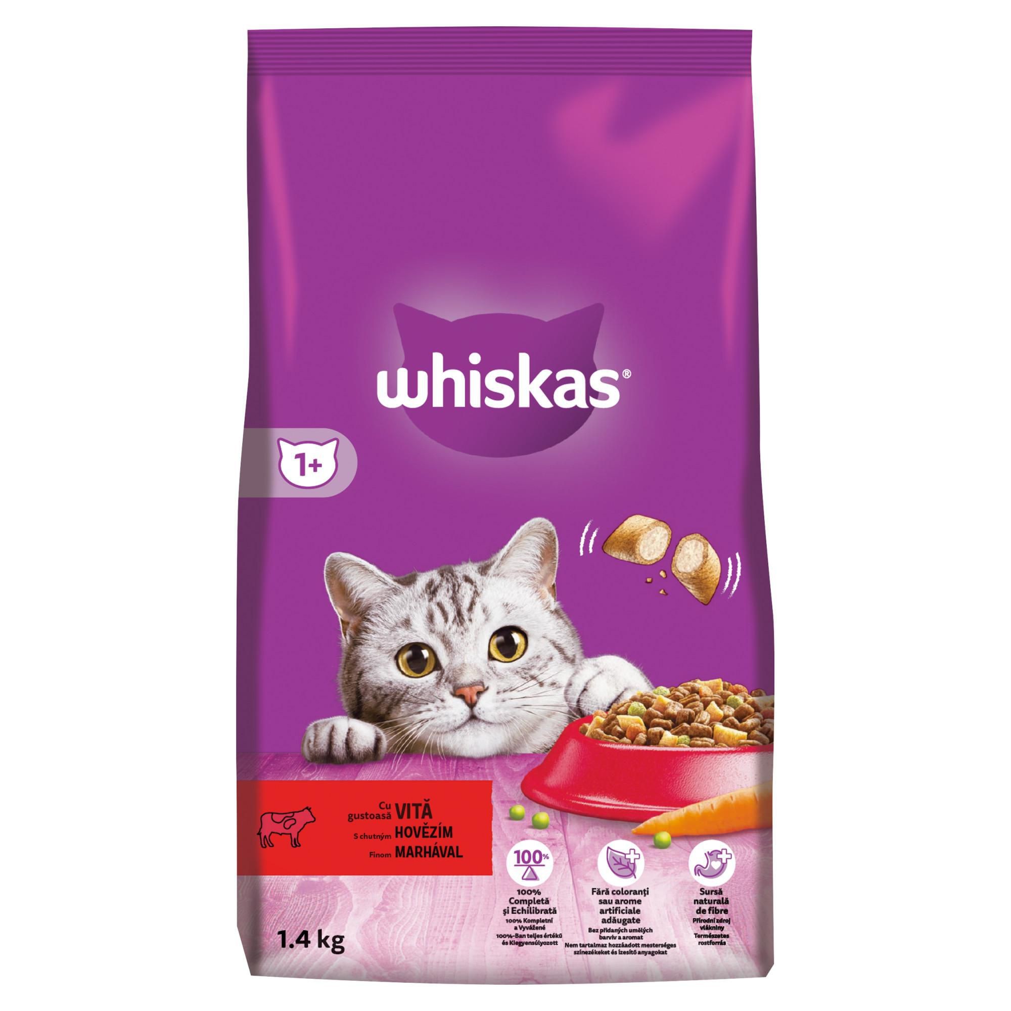 Svět zvířat - Whiskas Kompletní krmivo pro dospělé kočky s hovězím 1,4 kg