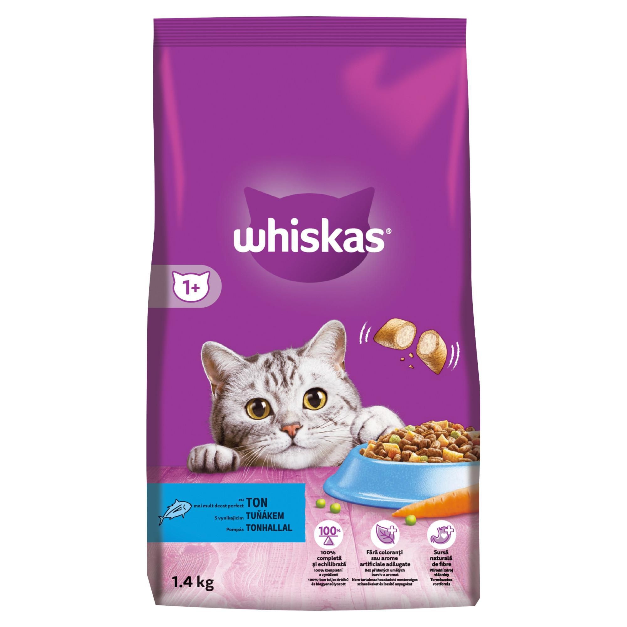 Svět zvířat - Whiskas Kompletní krmivo pro dospělé kočky s tuňákem 1+ věk 1,4 kg