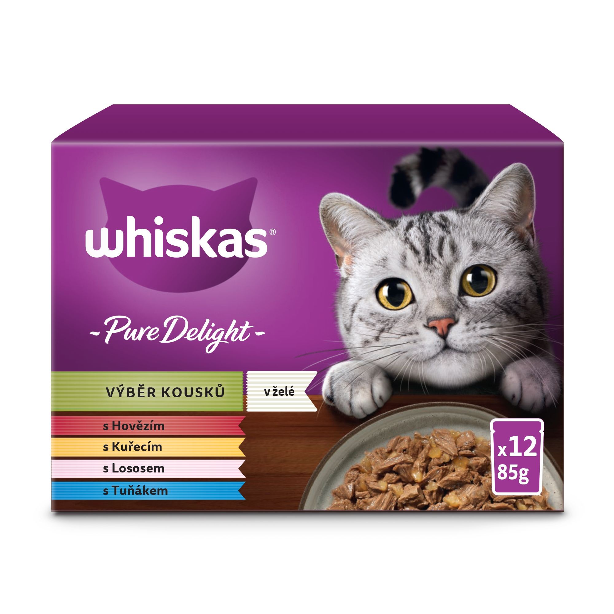 Svět zvířat - Whiskas Pure Delight mixovaný výběr v želé pro dospělé kočky 12 x 85 g
