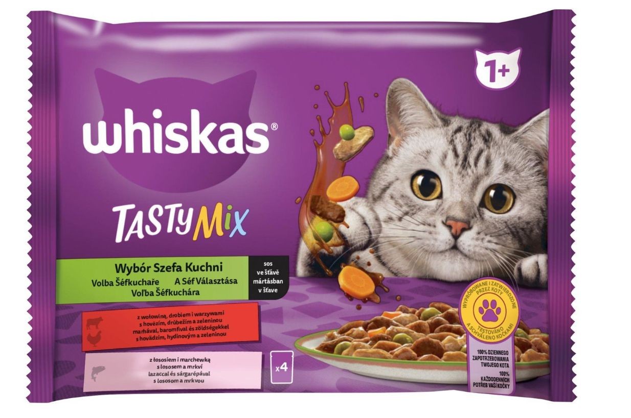 Svět zvířat - Whiskas Tasty Mix Chef's Choice ve šťávě pro dospělé kočky 4 x85g