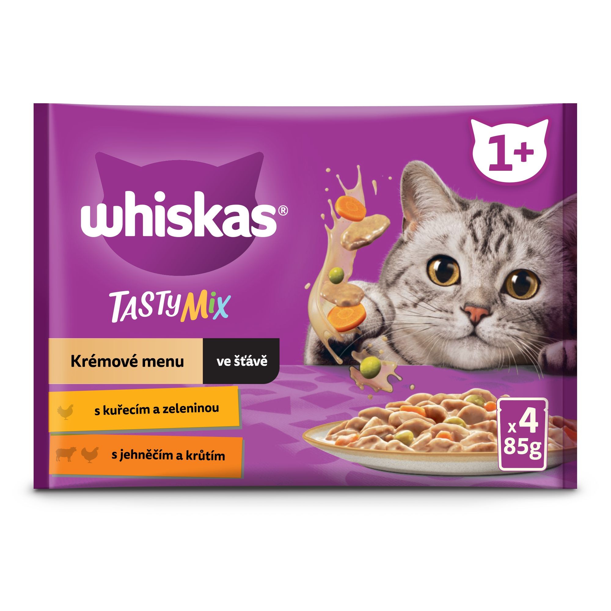 Svět zvířat - Whiskas Tasty Mix Creamy Creations ve šťávě pro dospělé kočky 4 x 85 g