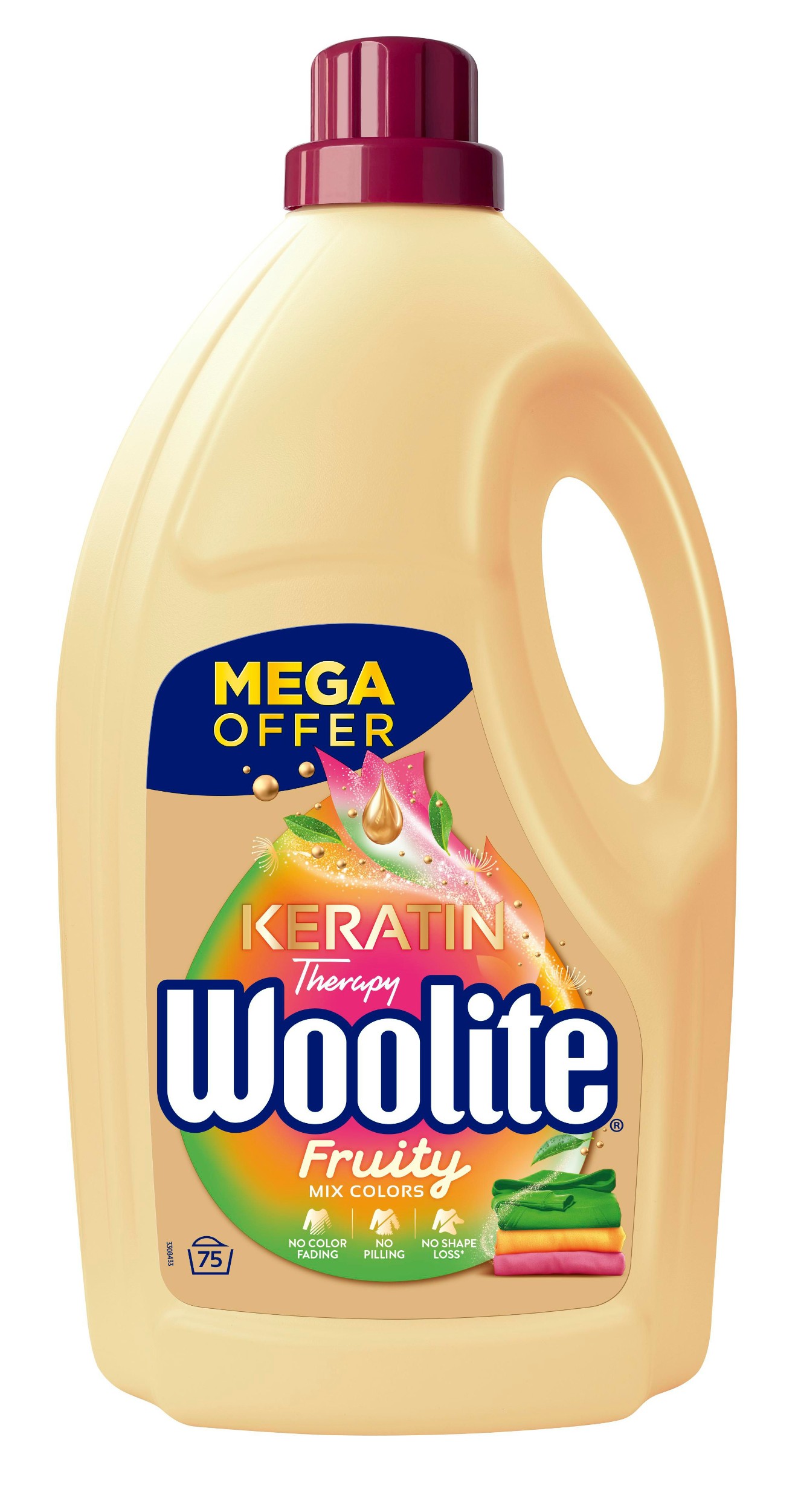 Drogerie a kosmetika - Woolite Keratin Therapy na barevné prádlo Fruity. Tekutý prací přípravek s keratinem. 4,5 l / 75 pracícch dávek