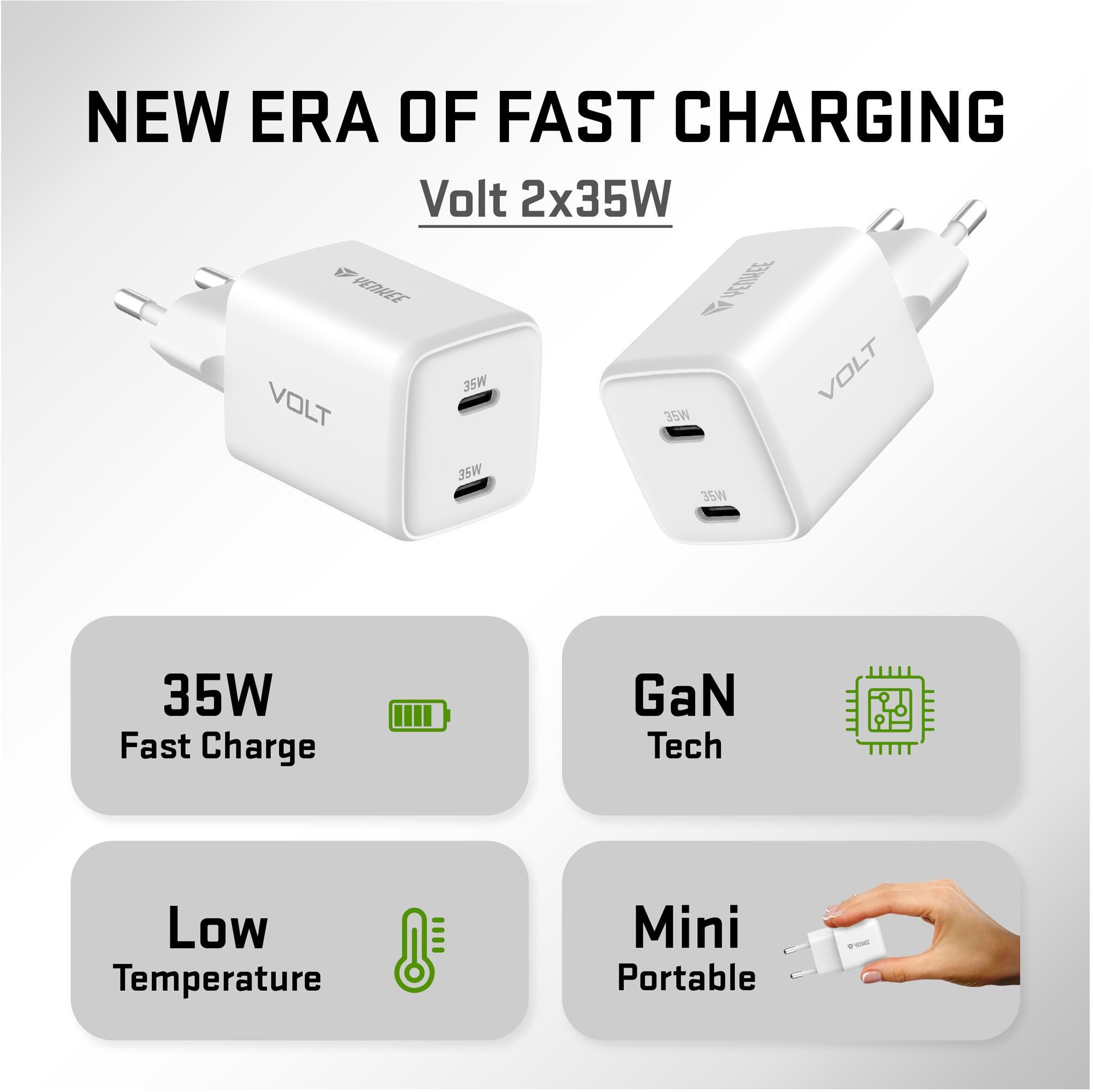 Elektro - Yenkee Nabíječka YAC G35D VOLT 2x18W GaN