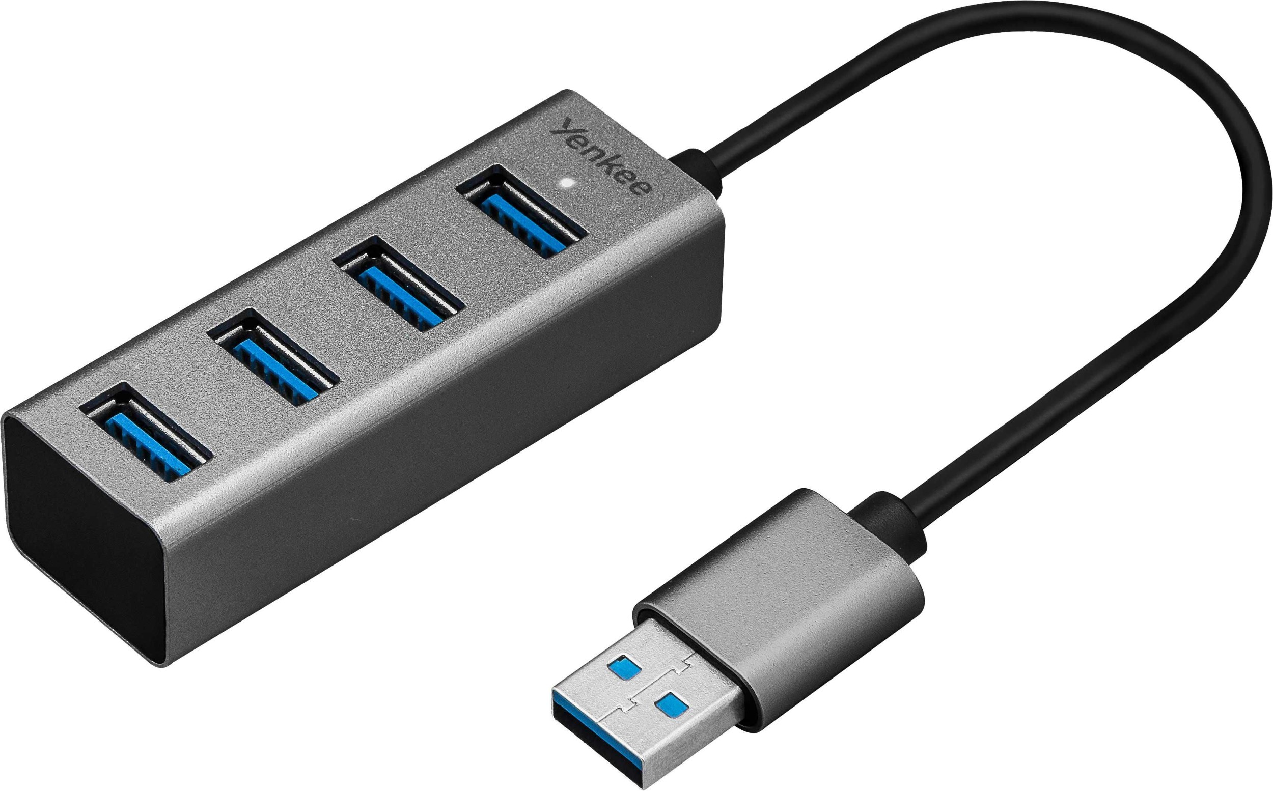 Yenkee YHB 4300 Kovový Hub 4xUSB 3.0, Hliníkový rozbočovač 4× USB 3.0, rychlost přenosu dat až 5 Gb/s, vstup: 1× USB 3.0 Typ A, výstup: 4× USB 3.0, délka kabelu: 20<br>cm-0