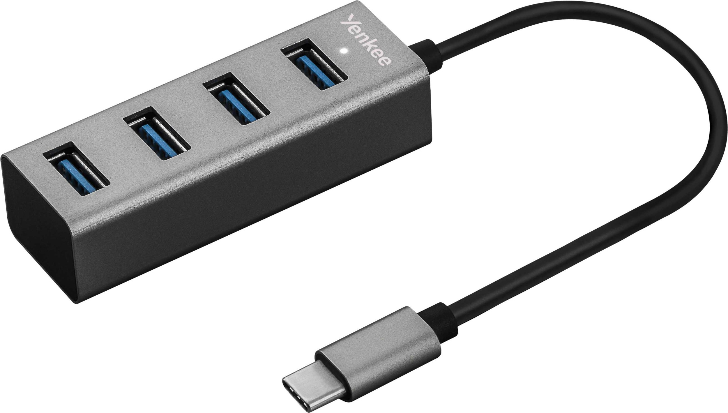 Elektro - Yenkee YHB C430 USB C Hub 4x USB 3.0, USB-C rozbočovač se 4 porty USB 3.0 s přenosovou rychlostí dat až 5Gbps