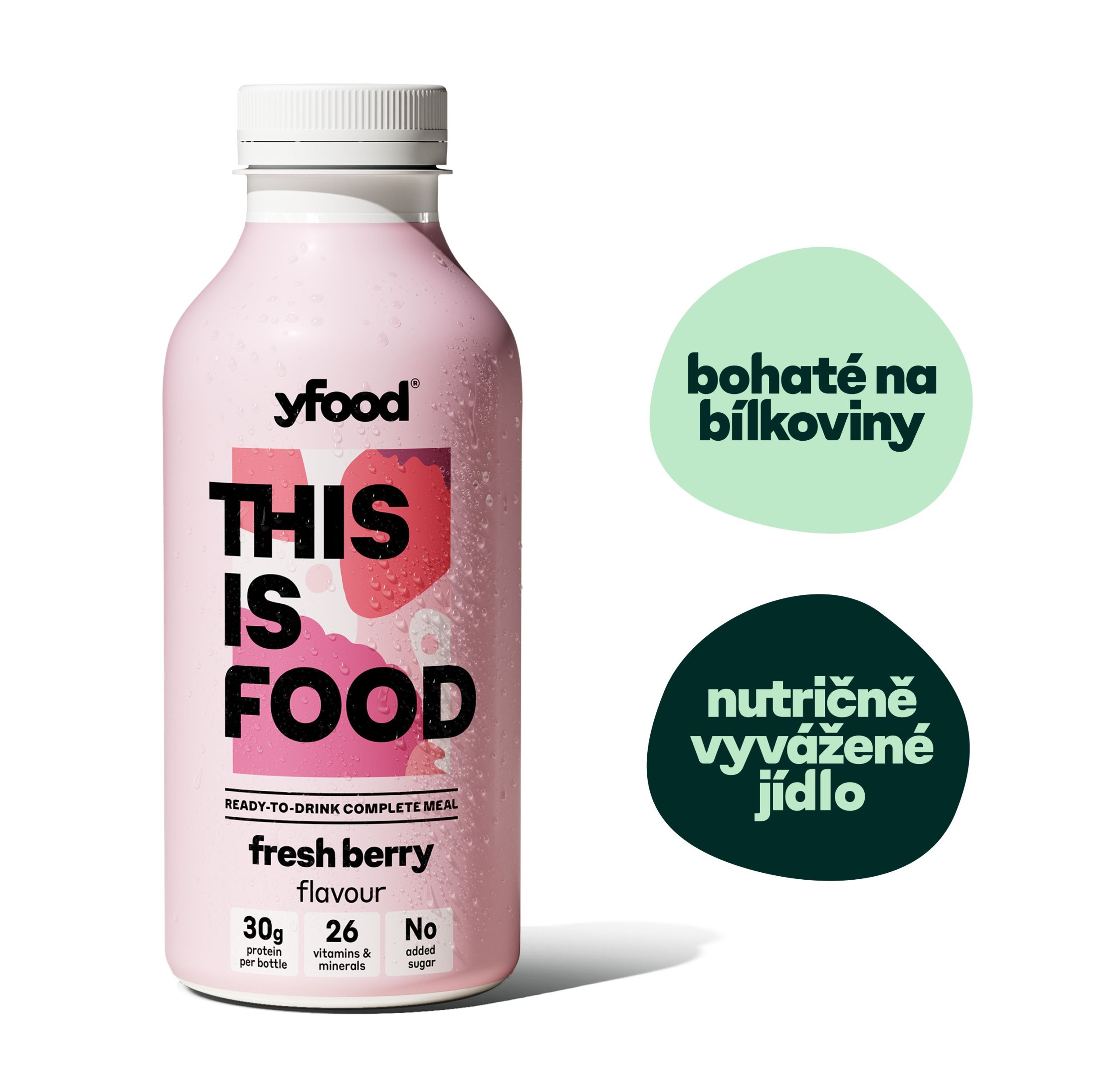 Yfood nutričně vyvážené jídlo ve formě nápoje s příchutí malin a jahod 500 ml-1
