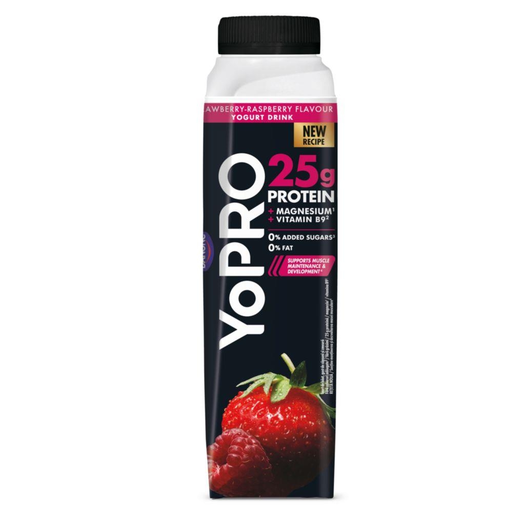 Mléčné a chlazené - YoPRO jogurtový nápoj s příchutí jahoda-malina 300g